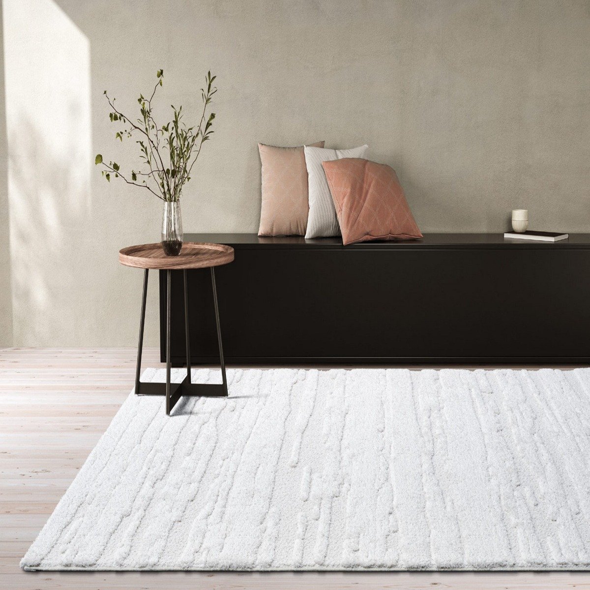 Mega Flooring White Modern Abstract Rug - 133 x 195cm