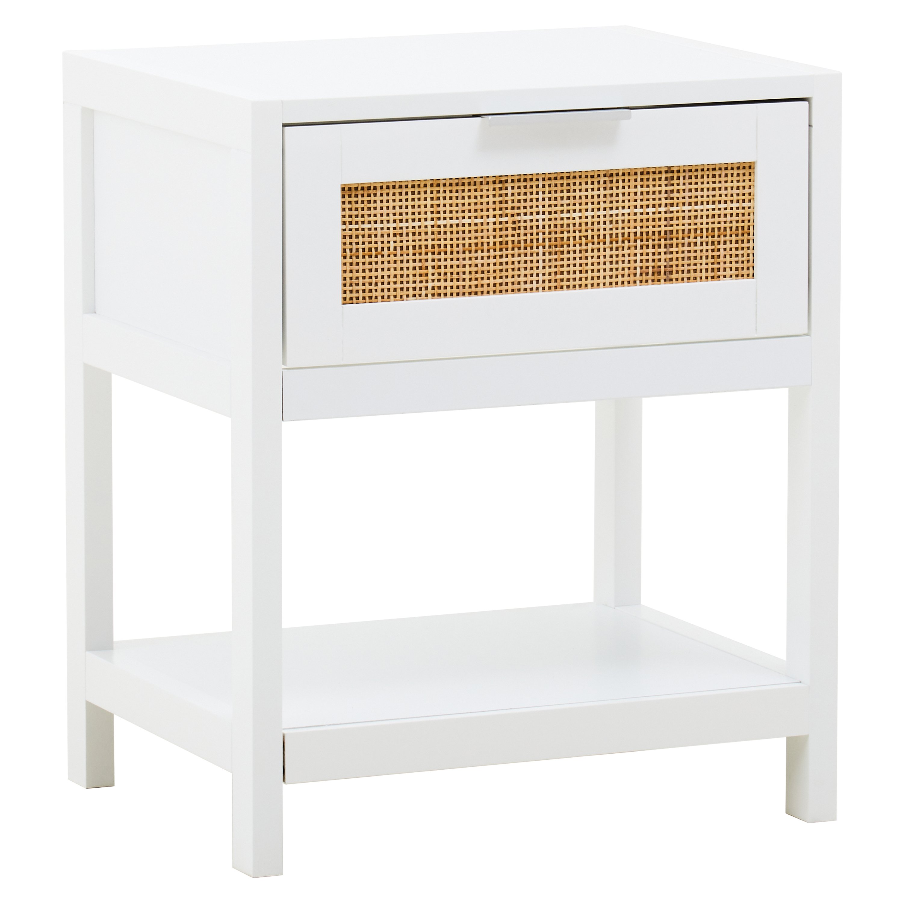 Orsina Sherman Rattan One Drawer Side Table - White