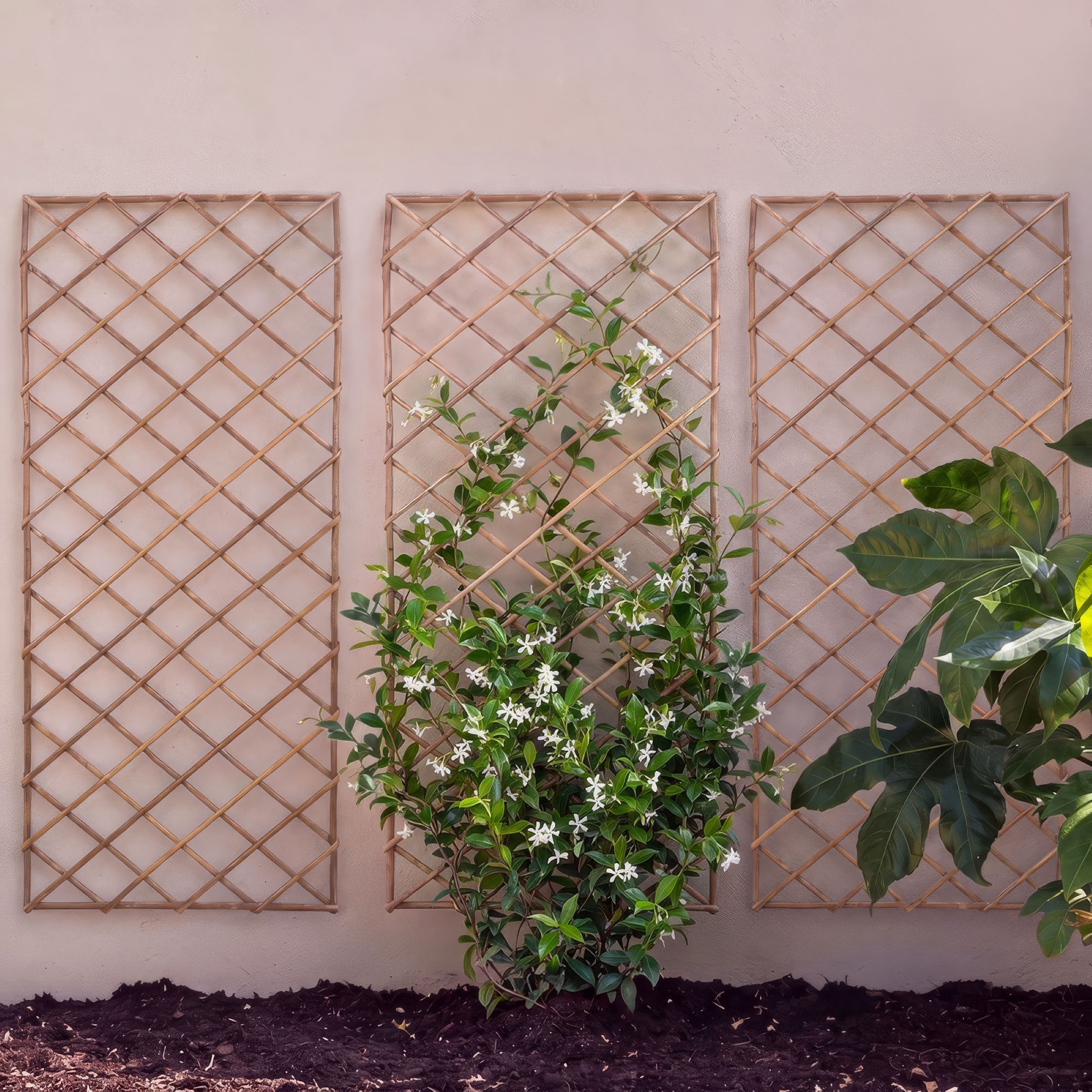Primrose Pack of 3 Square Natural Willow Garden Trellis Panel - 180cm x 60cm