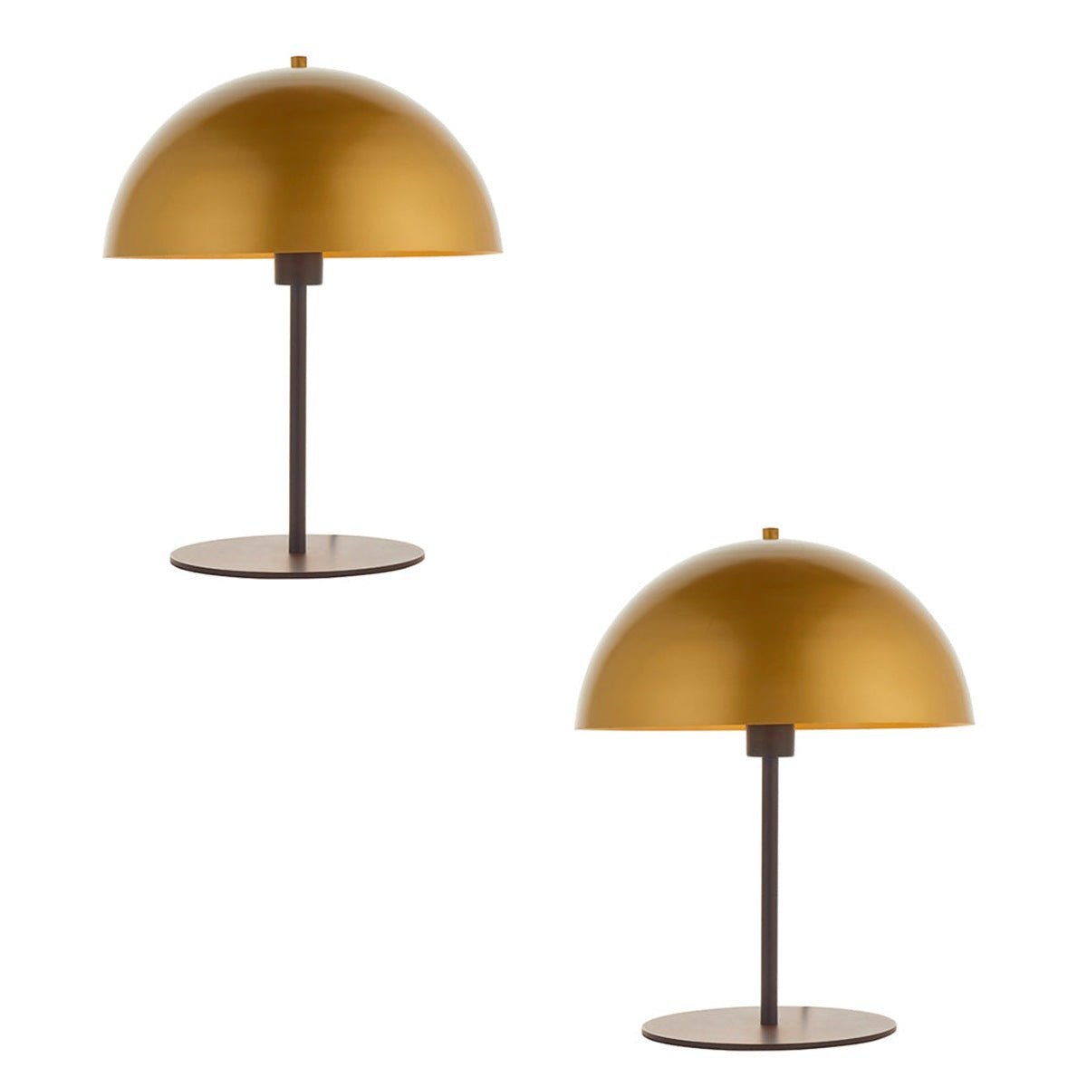 Loops Direct Pack of 2 Steel Table Lamp - Gold Painted Shade Dark Bronze