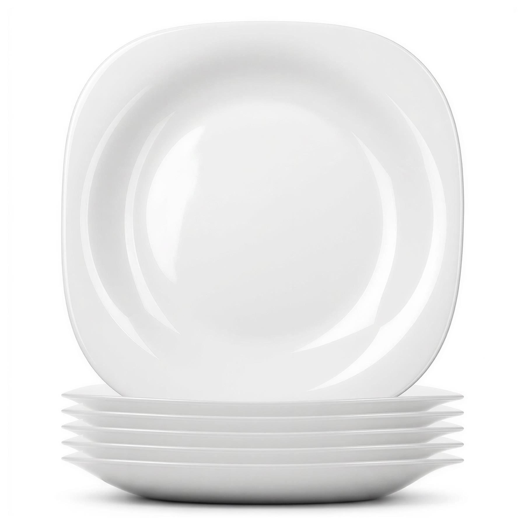 Argon Tableware Square Opalware Buffet Dinner Plates - Pack of 6
