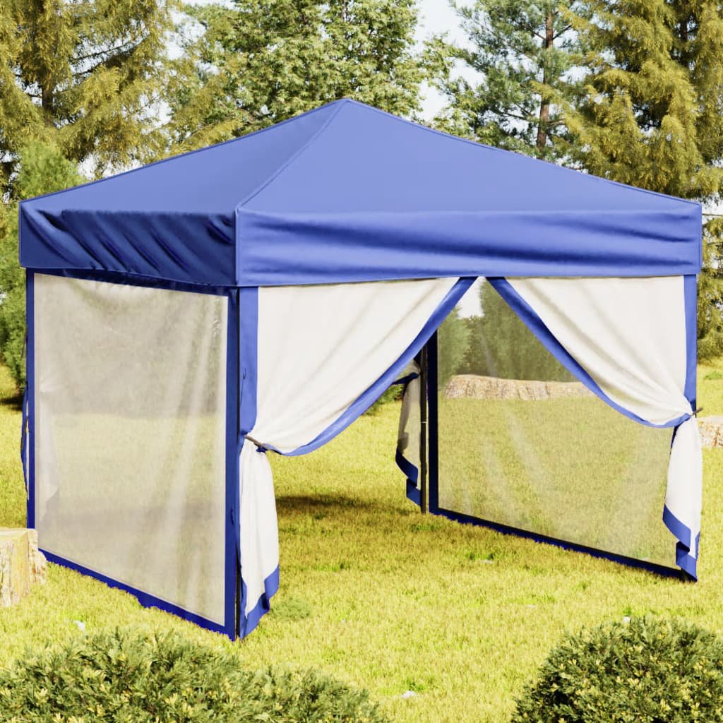 Walplus 3 x 3 m Folding Party Tent with Sidewalls - Blue