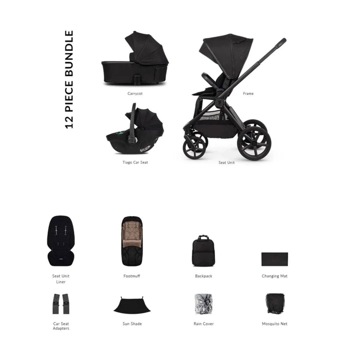 Venicci Upline 3 3-in-1 Travel System - Black/Onyx