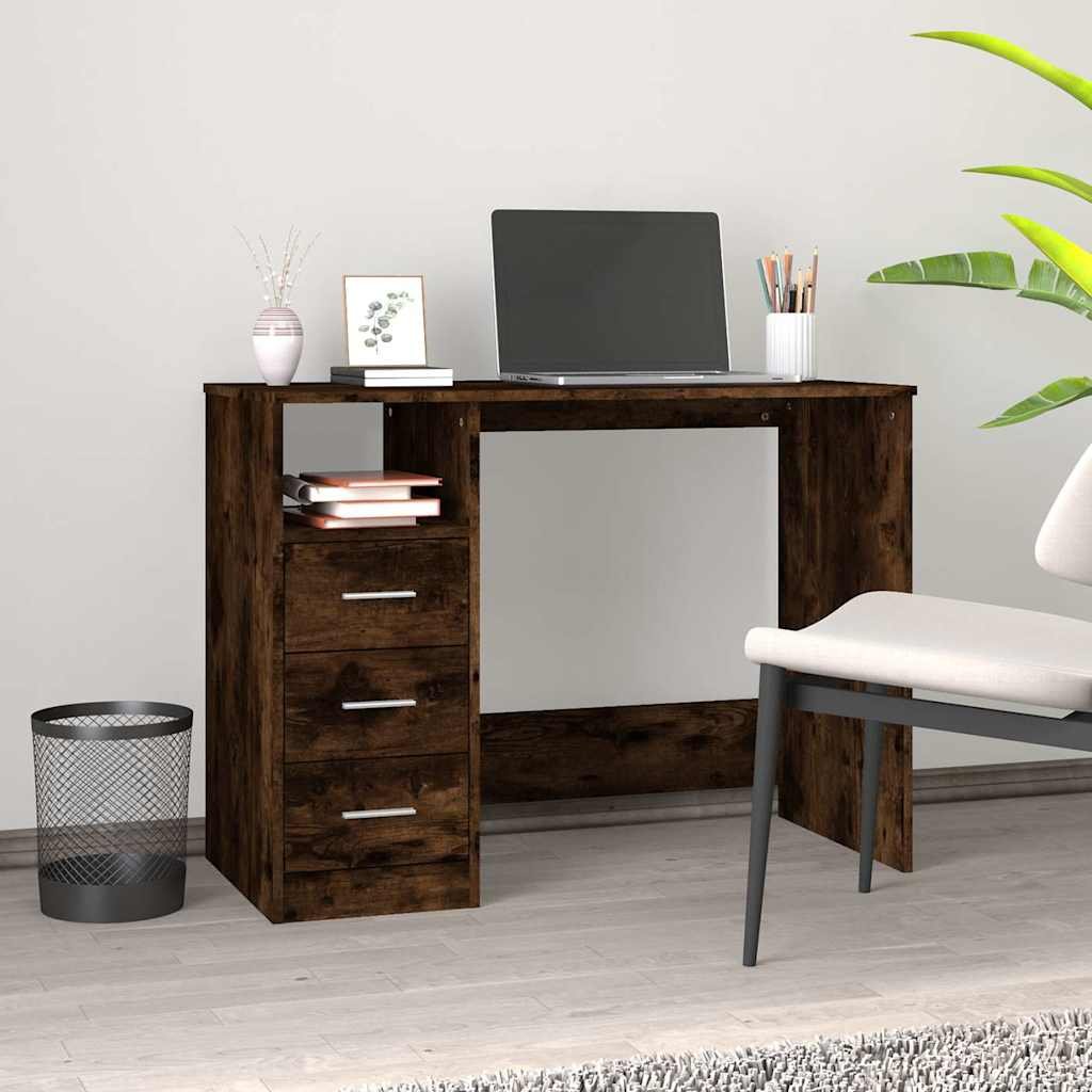 Walplus Drawers Engineered Wood Desk - Dark Oak - 102 x 50 x 76 cm