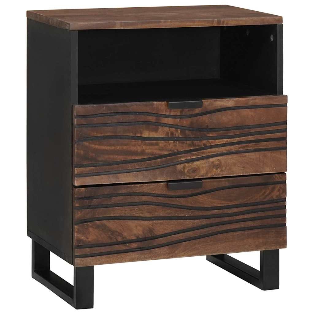 Walplus 2 Drawer Engineered Wood Bedside Cabinet - Walnut - 50 x 33 x 62 cm