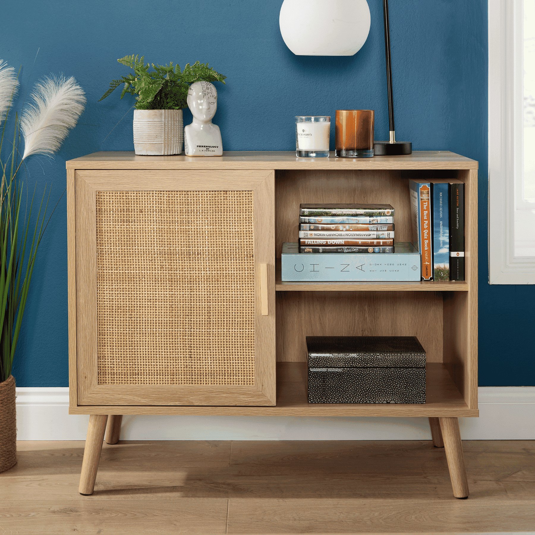 Home Source Astbury Rattan 1 Door Storage Cabinet - Natural