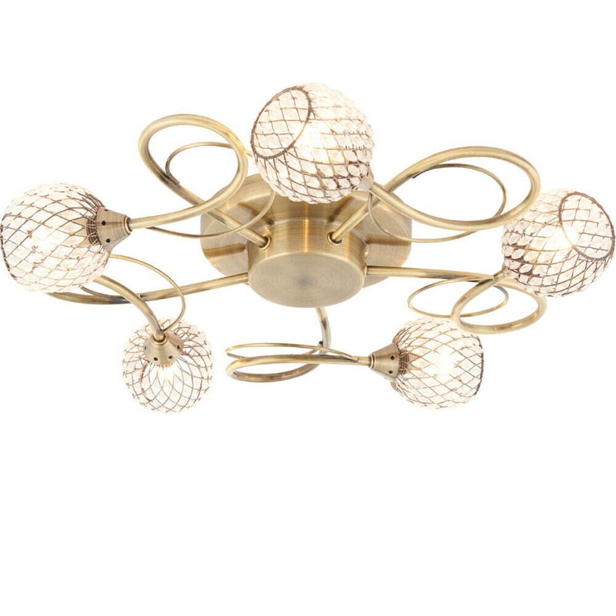 Loops Direct 5-Light Semi Flush Ceiling Light - Antique Brass