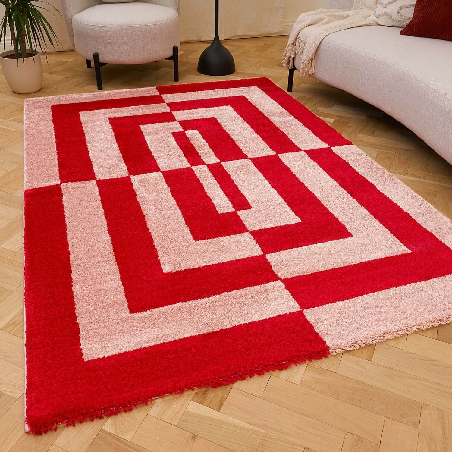 The Rugs Pink Joli Geometric Rug - 160 x 230cm
