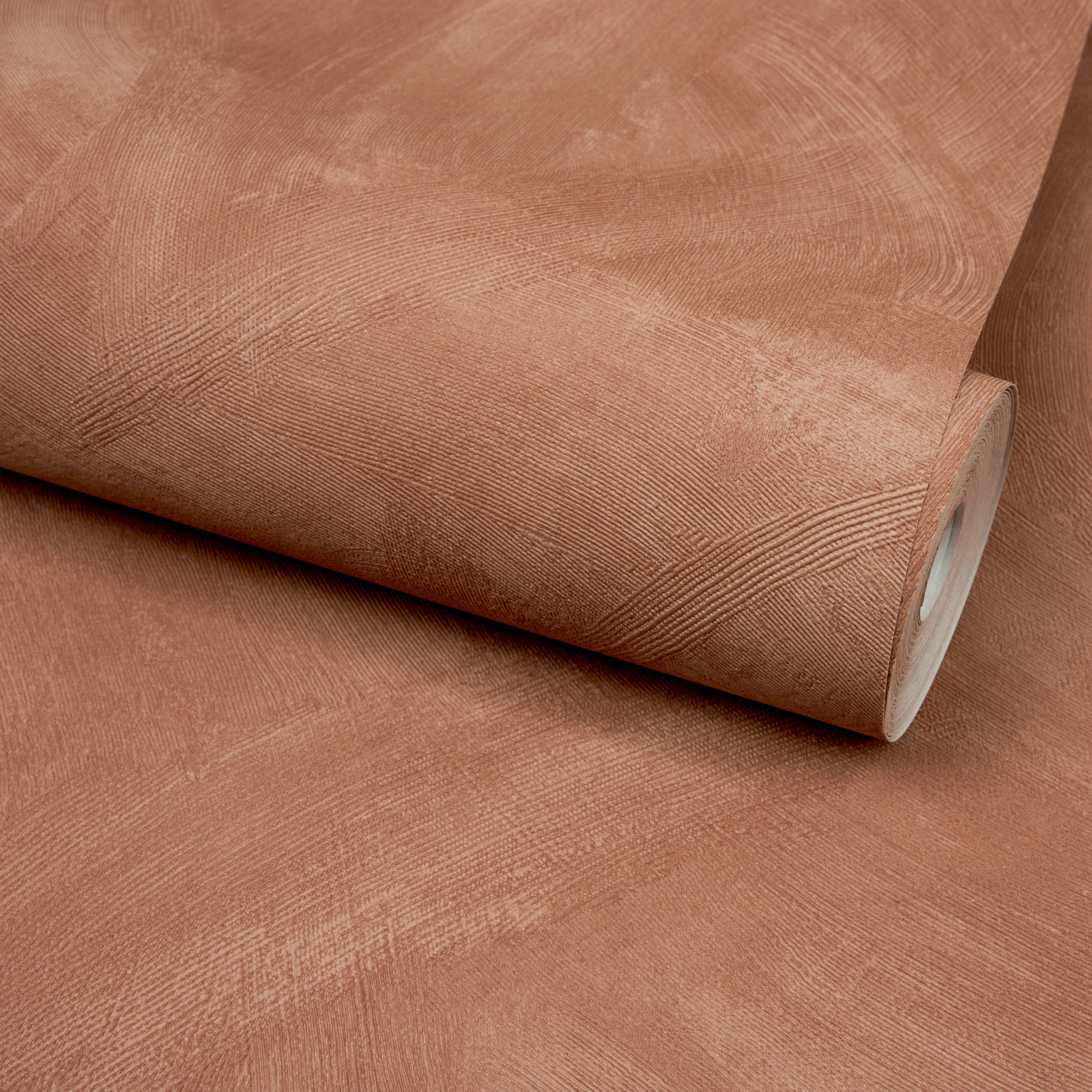 Grandeco Serra Limewash Chalk Paint Effect Textured Wallpaper - Terracotta Clay