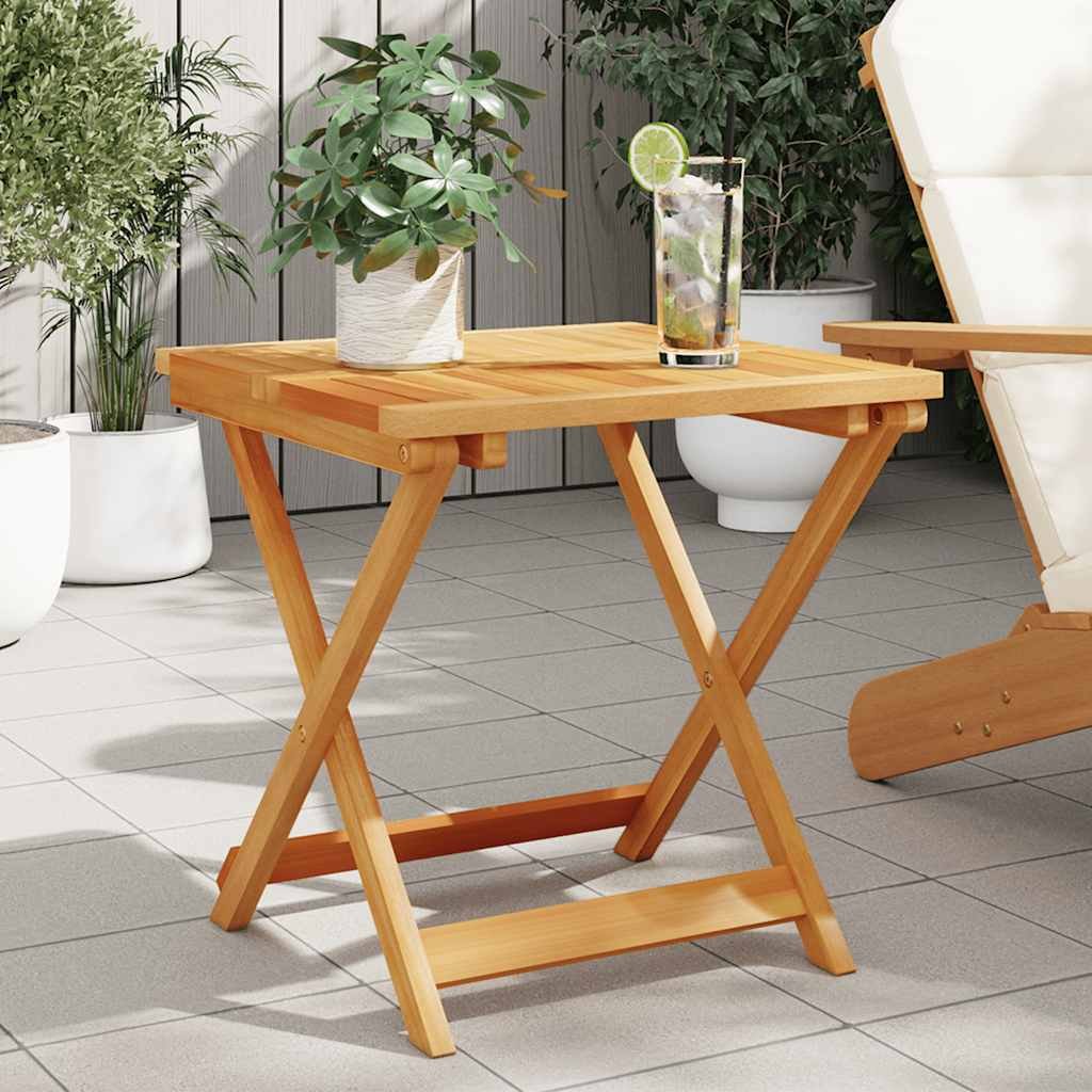 Walplus Solid Acacia Wood Folding Garden Table - Brown - 50 x 50 x 50 cm