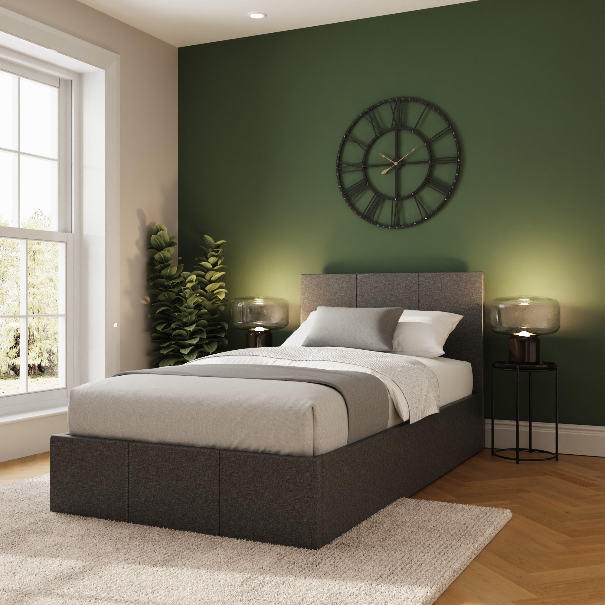 GFW Side Lift Single Fabric Ottoman Bed - Grey
