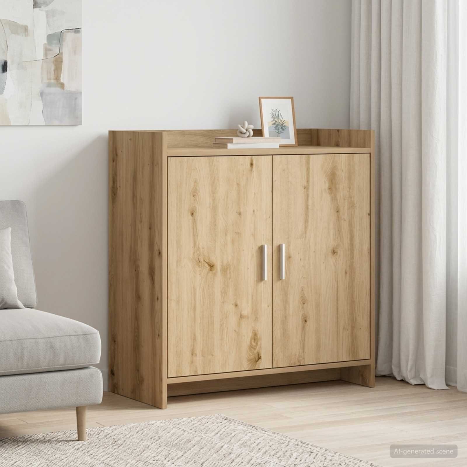 Walplus 2 Door Rectangular Sideboard - Artisan Oak - 72 x 36 x 80 cm