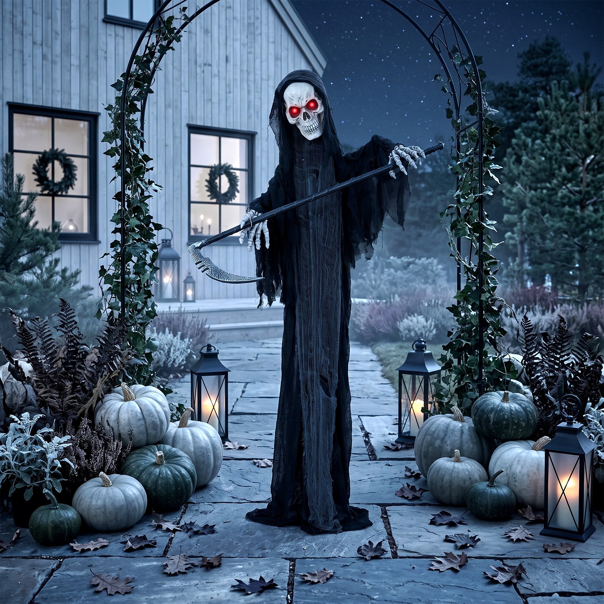 HOMCOM 6ft Animated Halloween Grim Reaper Decorations