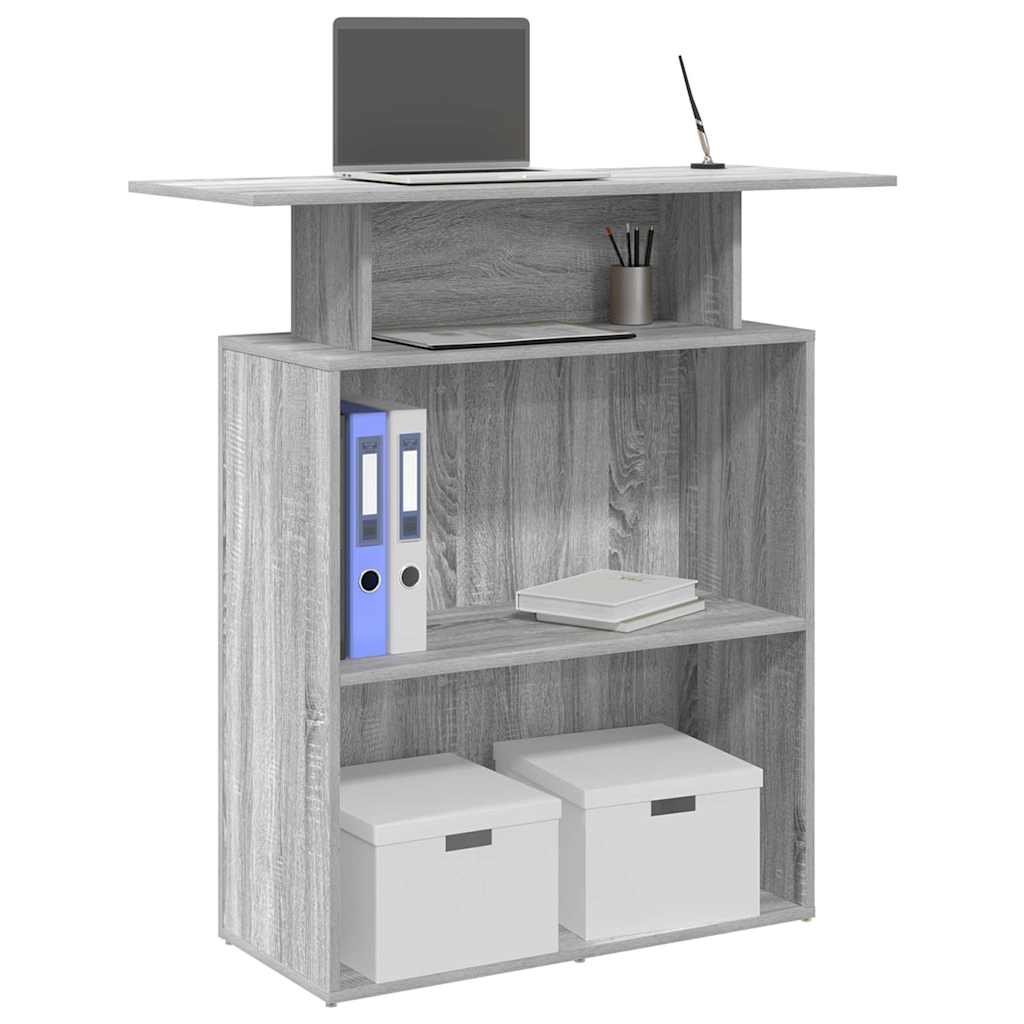 Walplus Engineered Wood Reception Desk - Grey and Oak - 100 x 40 x 104 cm