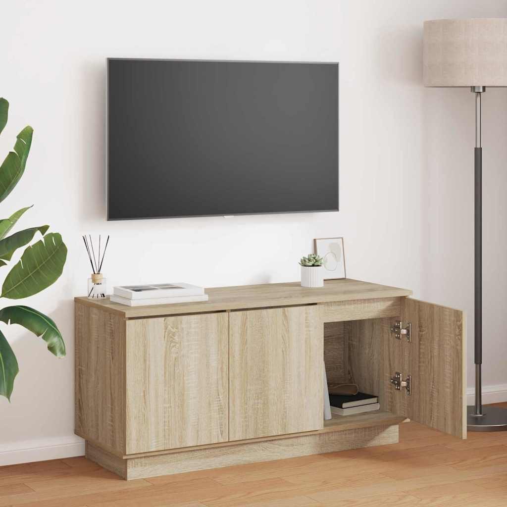 Walplus Engineered Wood 3 Doors TV Cabinet - Sonoma Oak - 100 x 38 x 49 cm