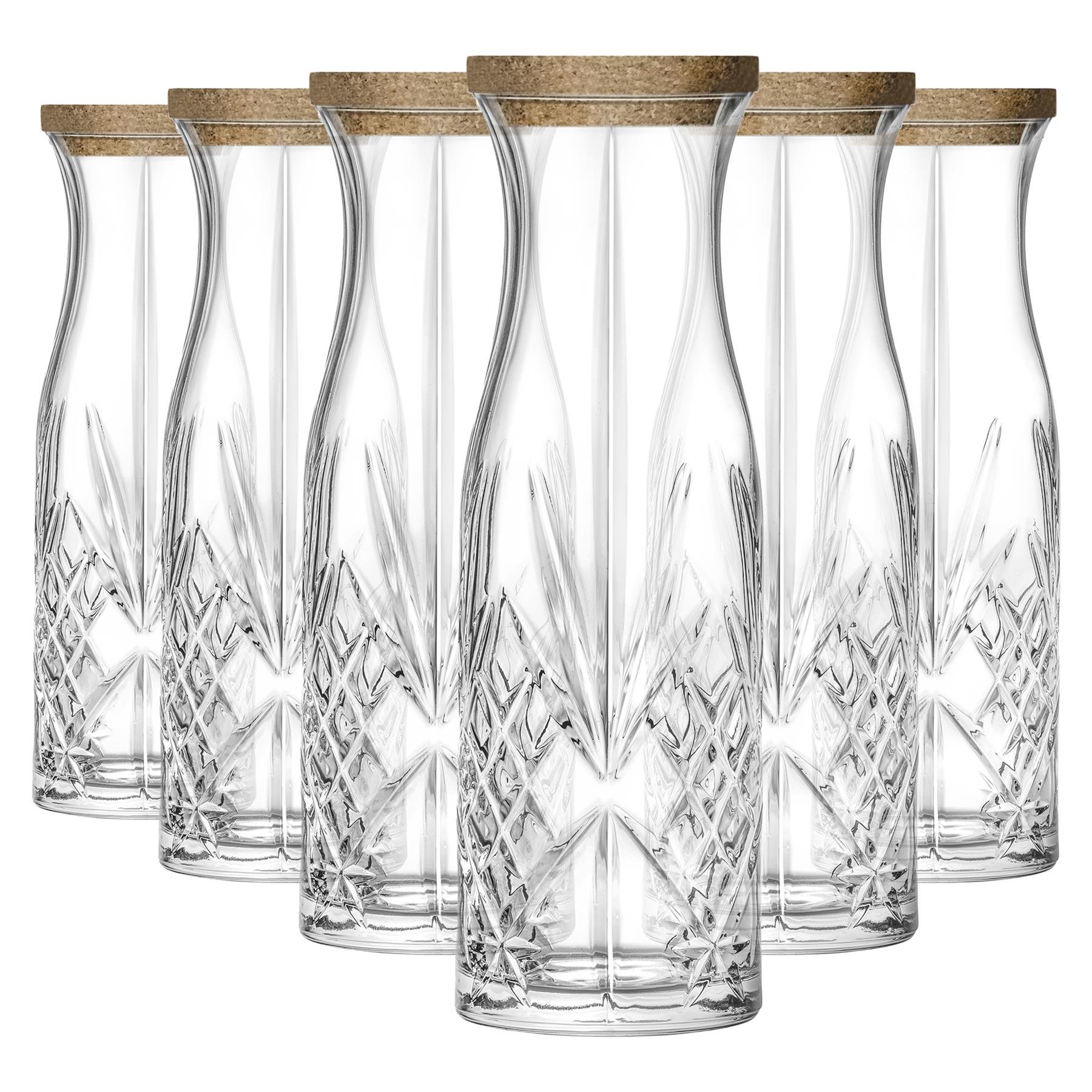 RCR Crystal Melodia Glass Carafes with Cork Lid 1L - Pack of 6
