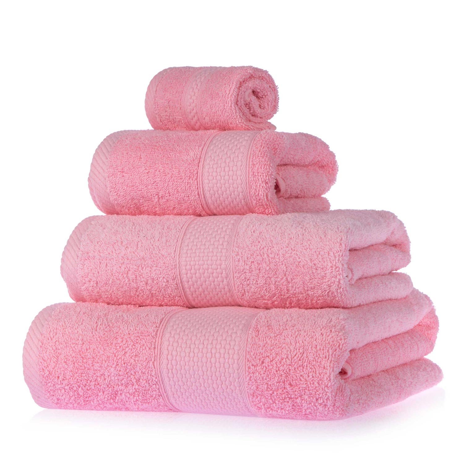 Homescapes Turkish 4 Piece Cotton Bath Towel Set - Pink