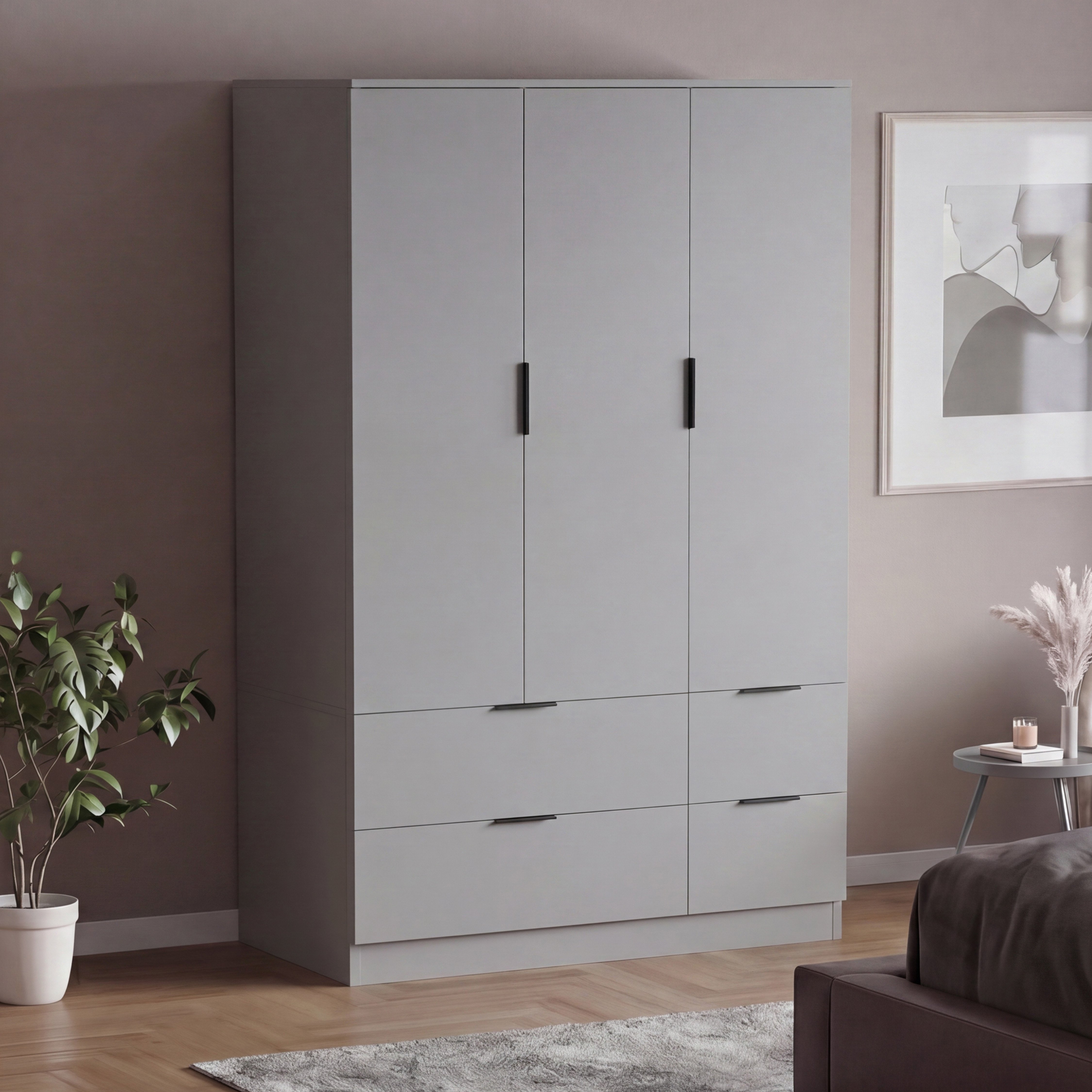 Vida Designs Trega 3 Door 4 Drawer Wardrobe - Grey
