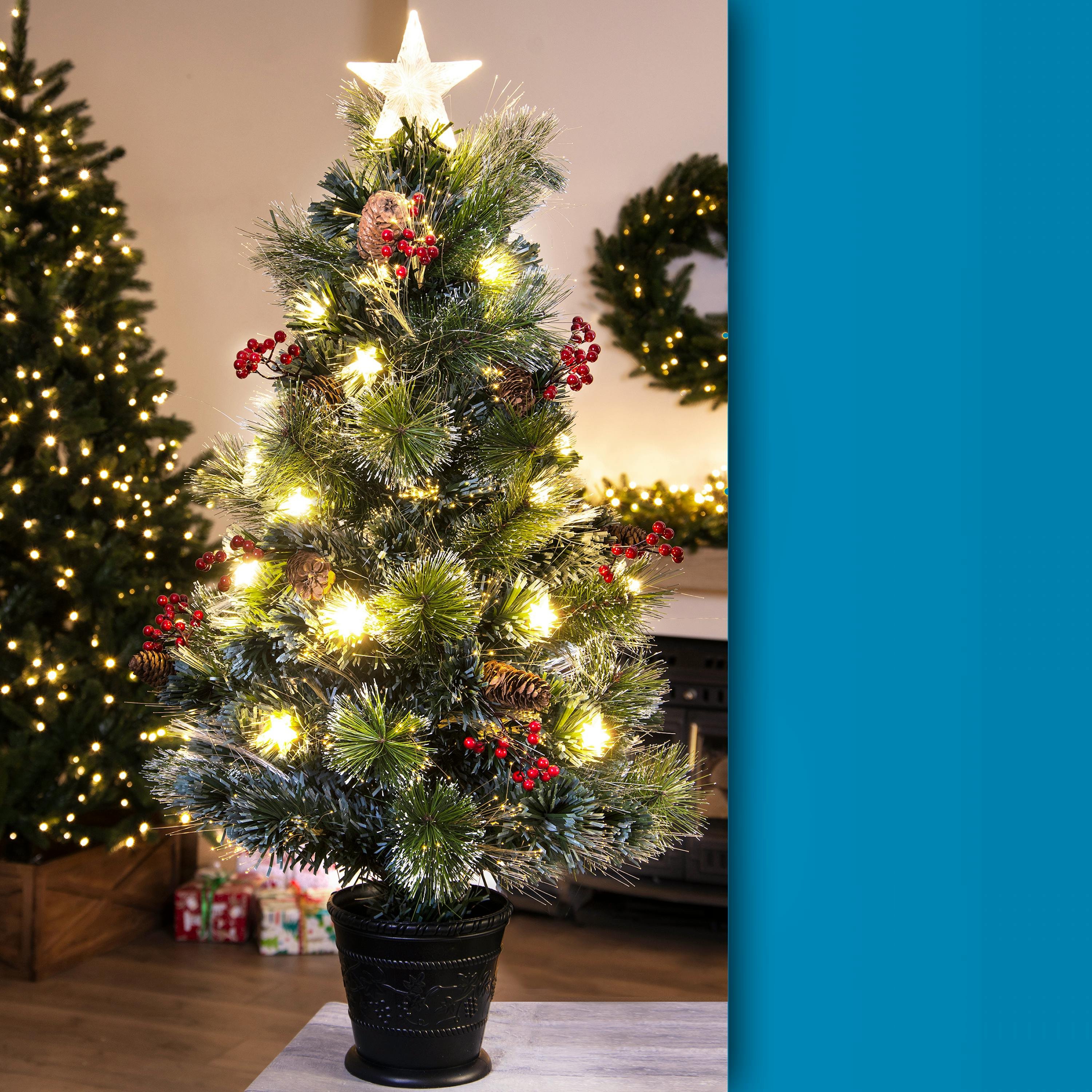 Christmas Tree World 3ft Frosted LED Pine Fibre Optic Tree