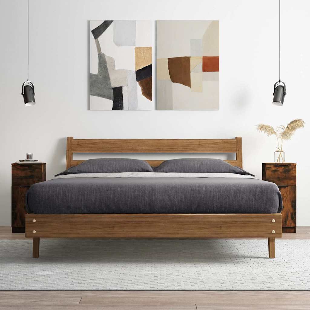 Walplus Engineered Wood 2 Compartments Sideboard - Dark Oak - 30 x 30 x 70 cm