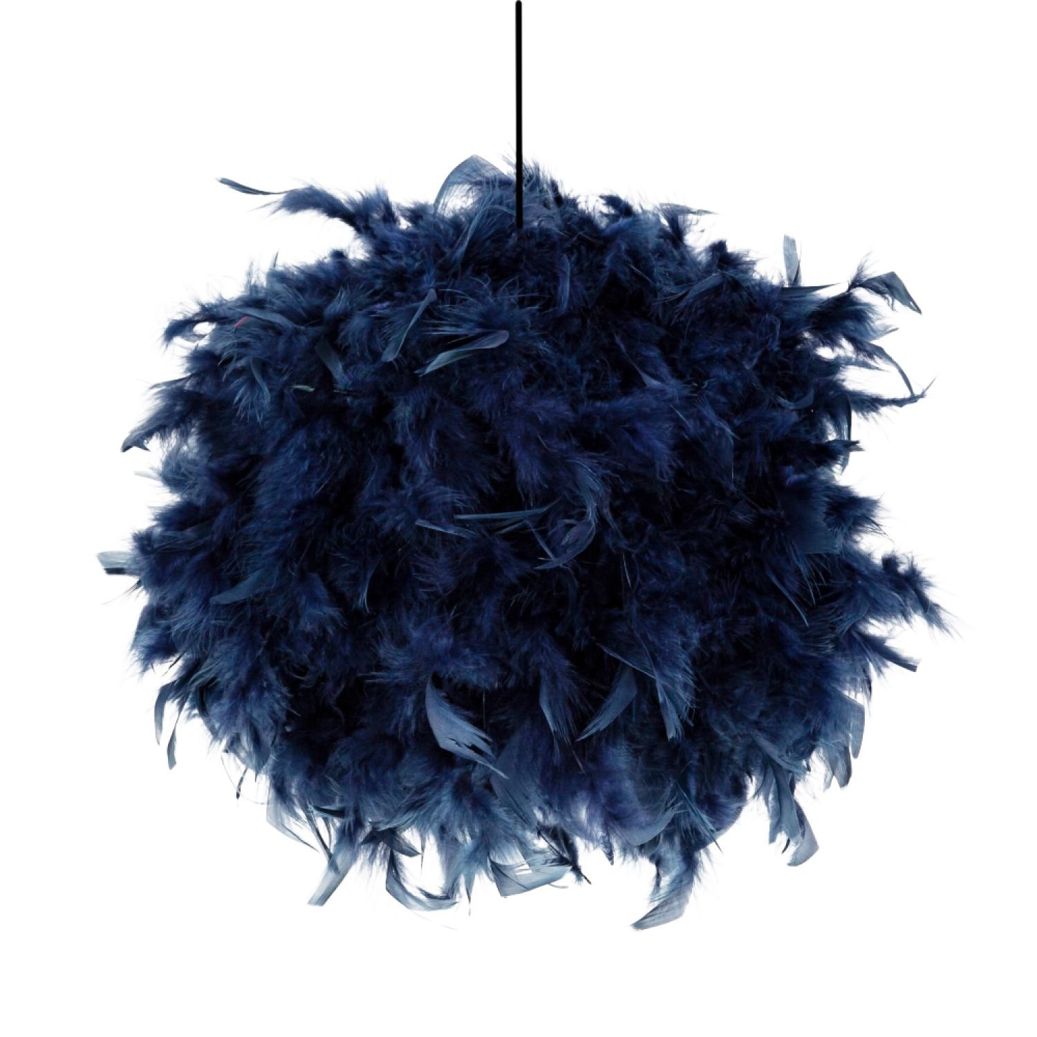 Happy Homewares Midnight Blue Genuine Feather Decorated Pendant Shade - 25cm