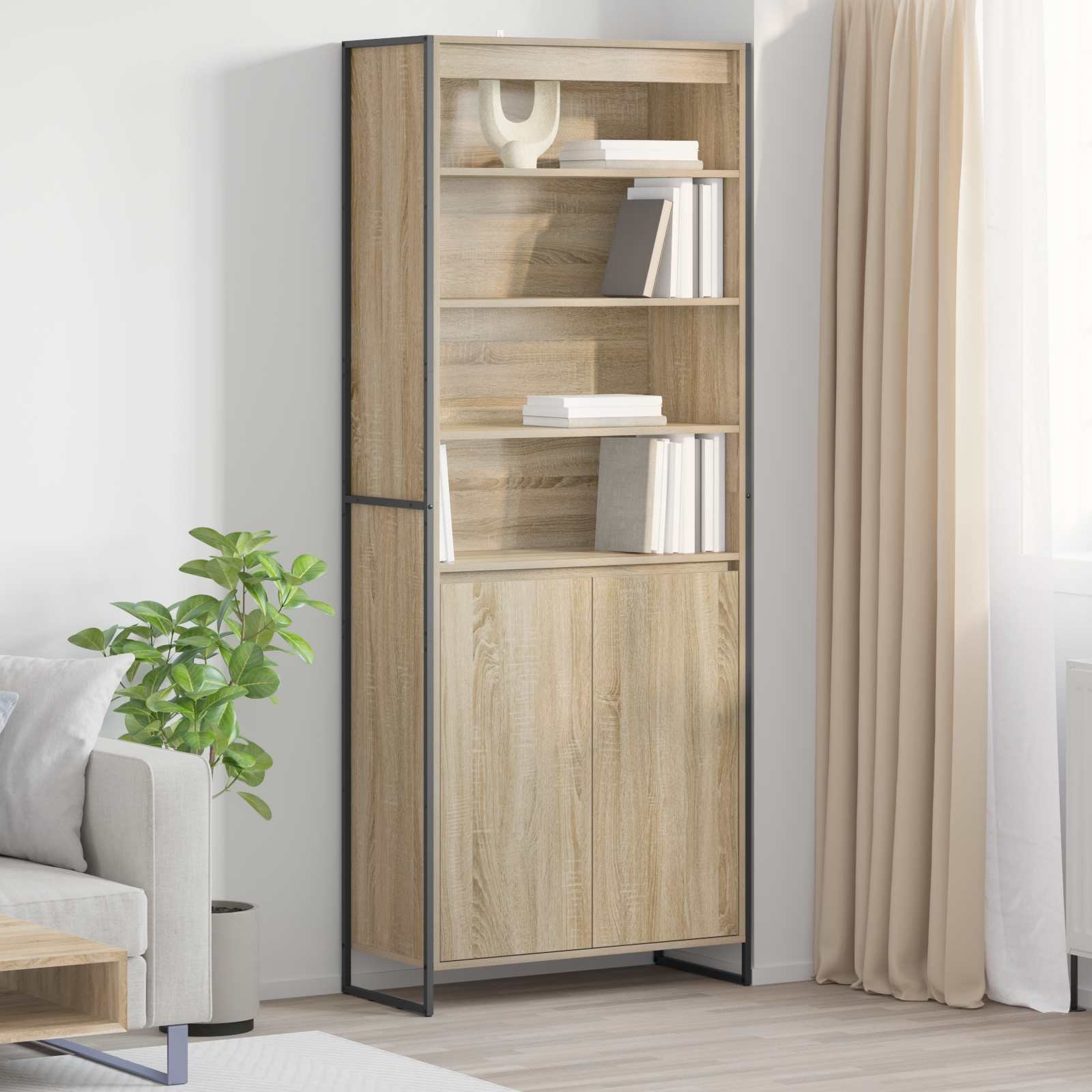Walplus Engineered Wood Sideboard - Brown - 79 x 36 x 200 cm