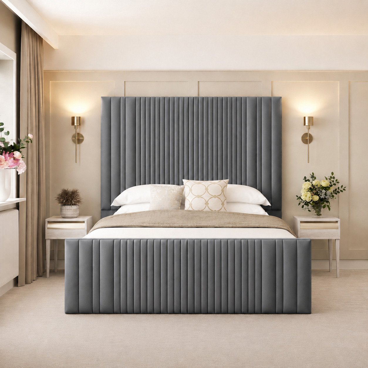 Bed Choices Aspire Small Double Bed Frame Only With 70" Headboard Grey