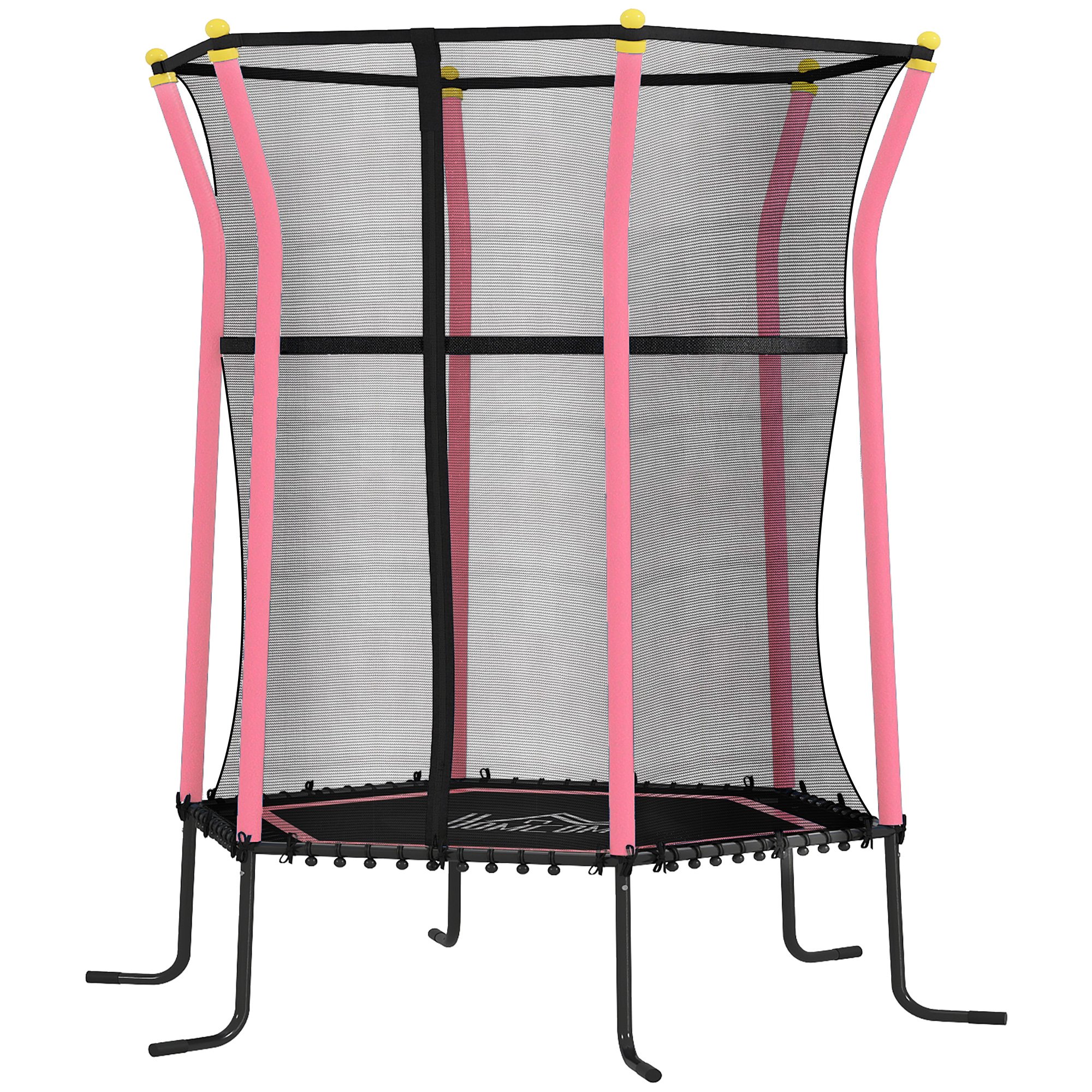 Homcom 4ft Kids Trampoline with Safety Enclosure - Pink