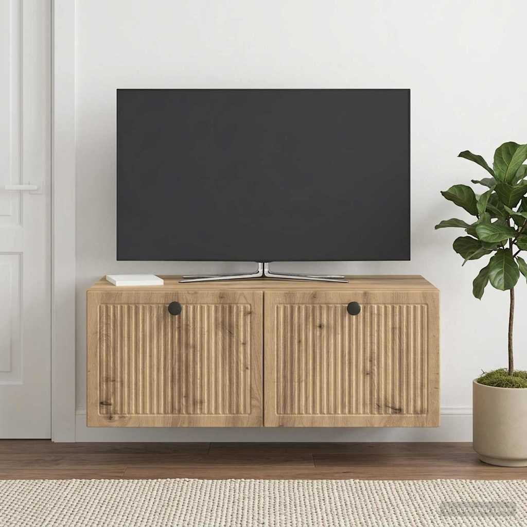 Walplus 2 Door Wall Mounted TV Cabinet - Artisan Oak - 78.5 x 41 x 30 cm