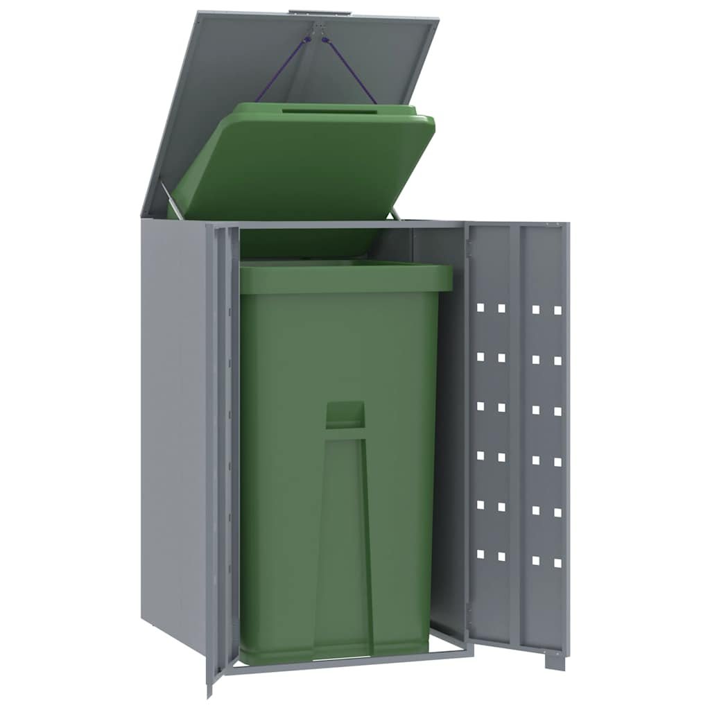 Walplus Single Steel Wheelie Bin Store - Grey - 69 x 79 x 117 cm