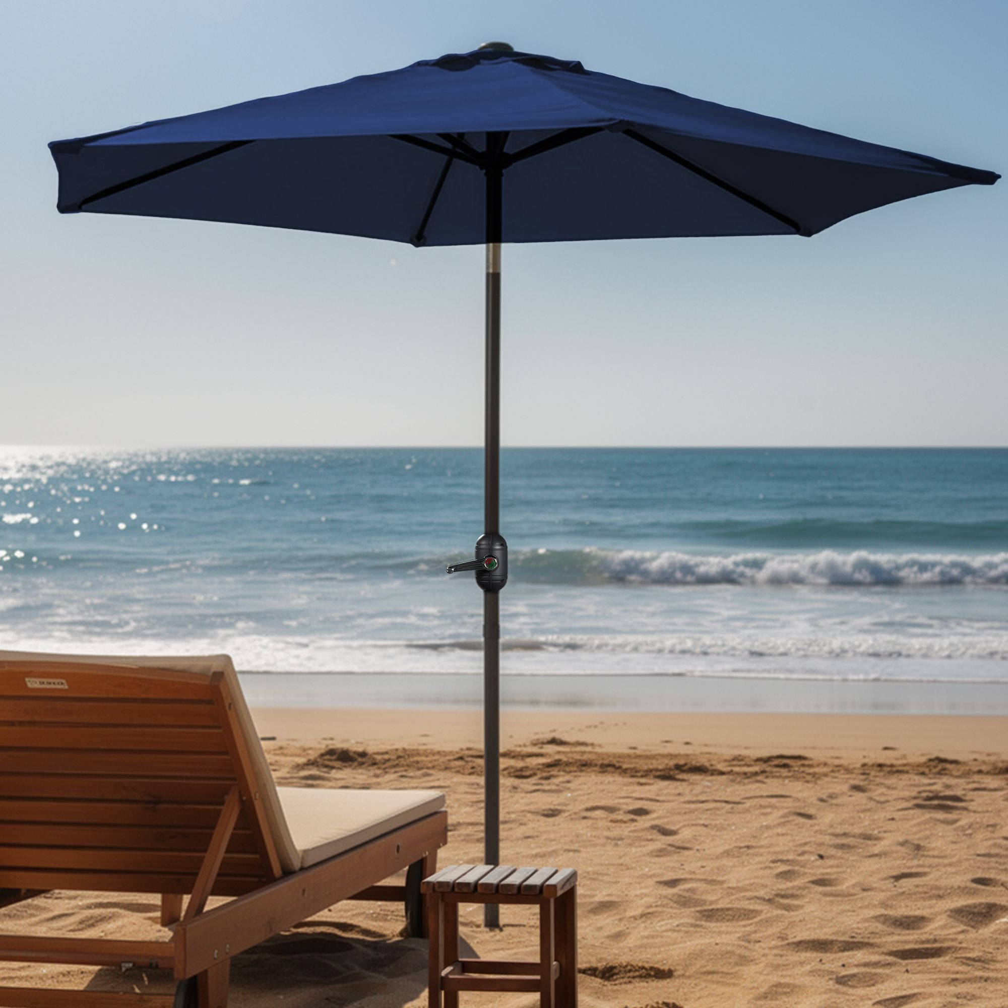 Keplin Crank and Tilt Garden Parasol with Cover 2.3m - Navy