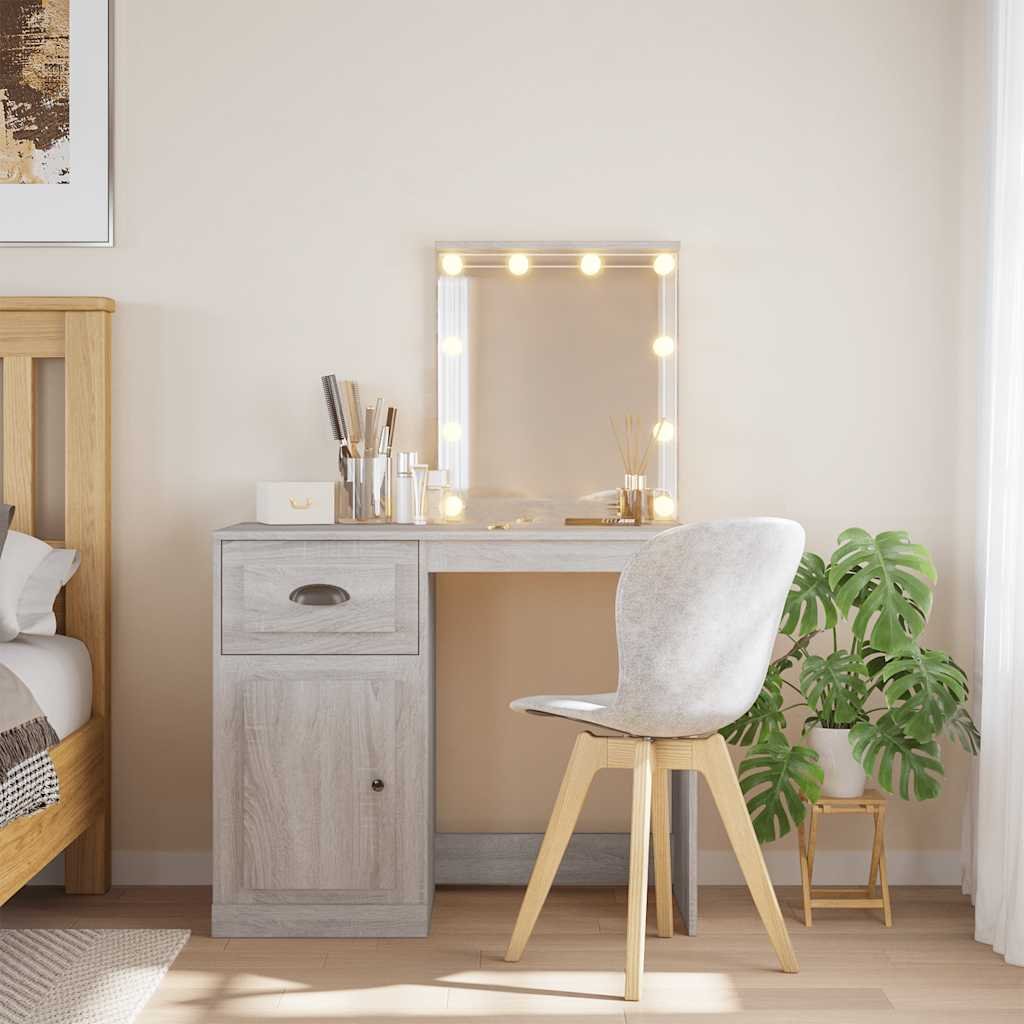 Walplus LED Glass Dressing Table - Grey Sonoma - 90 x 42 x 132.5 cm
