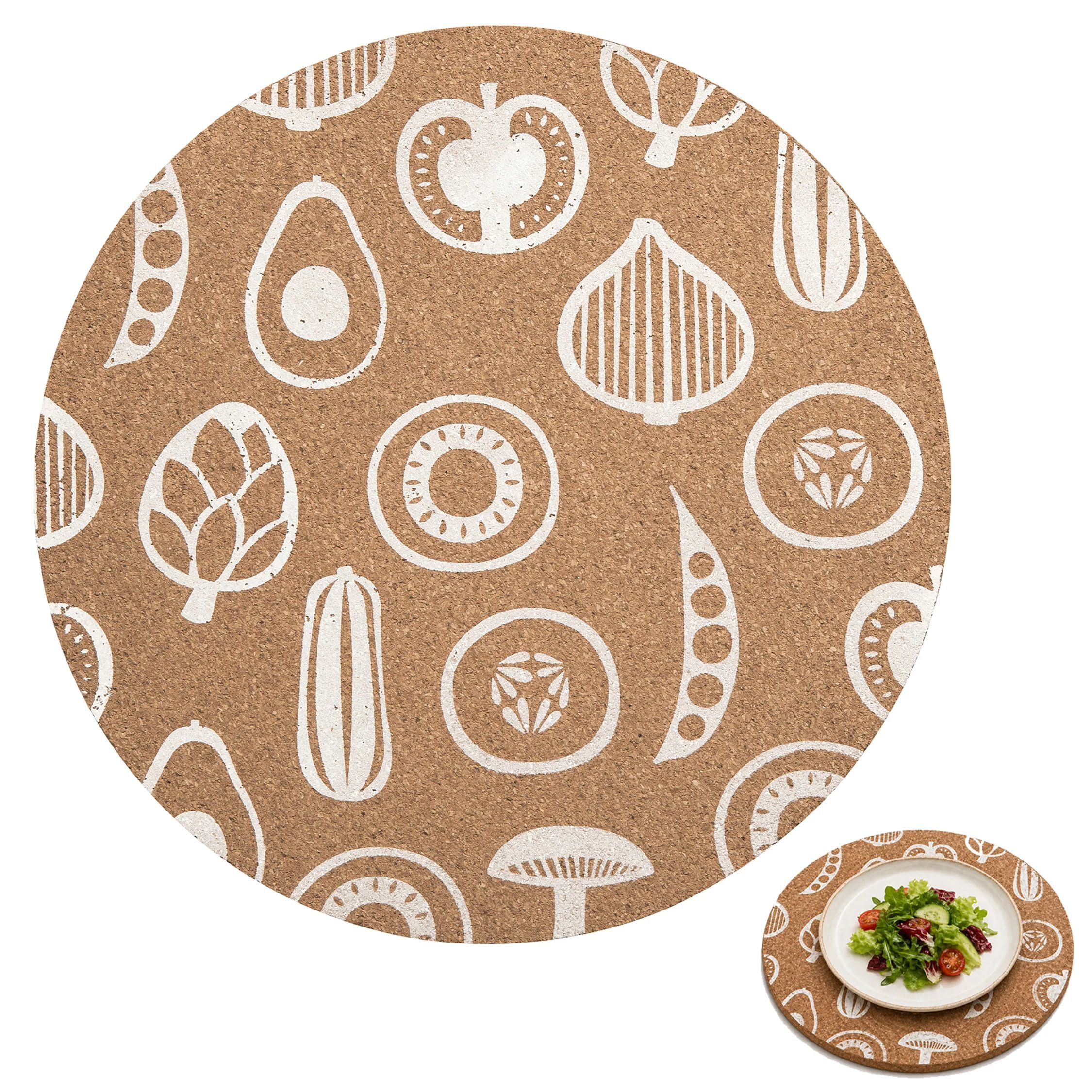 Orsina Besa Set Of 4 Cork Round Placemats - Multicoloured