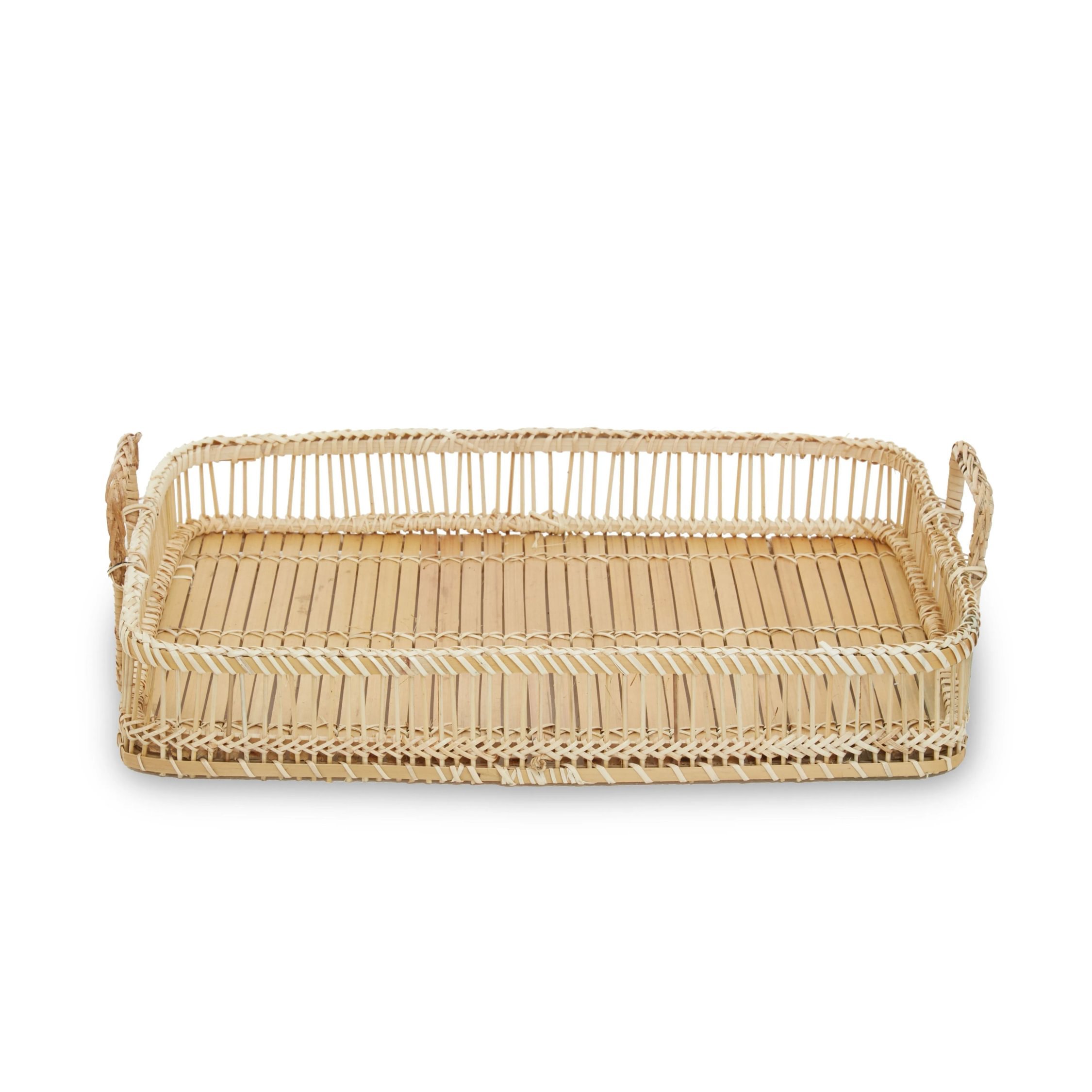 Orsina Ezell Rattan and Bamboo Rectangular Tray – Natural