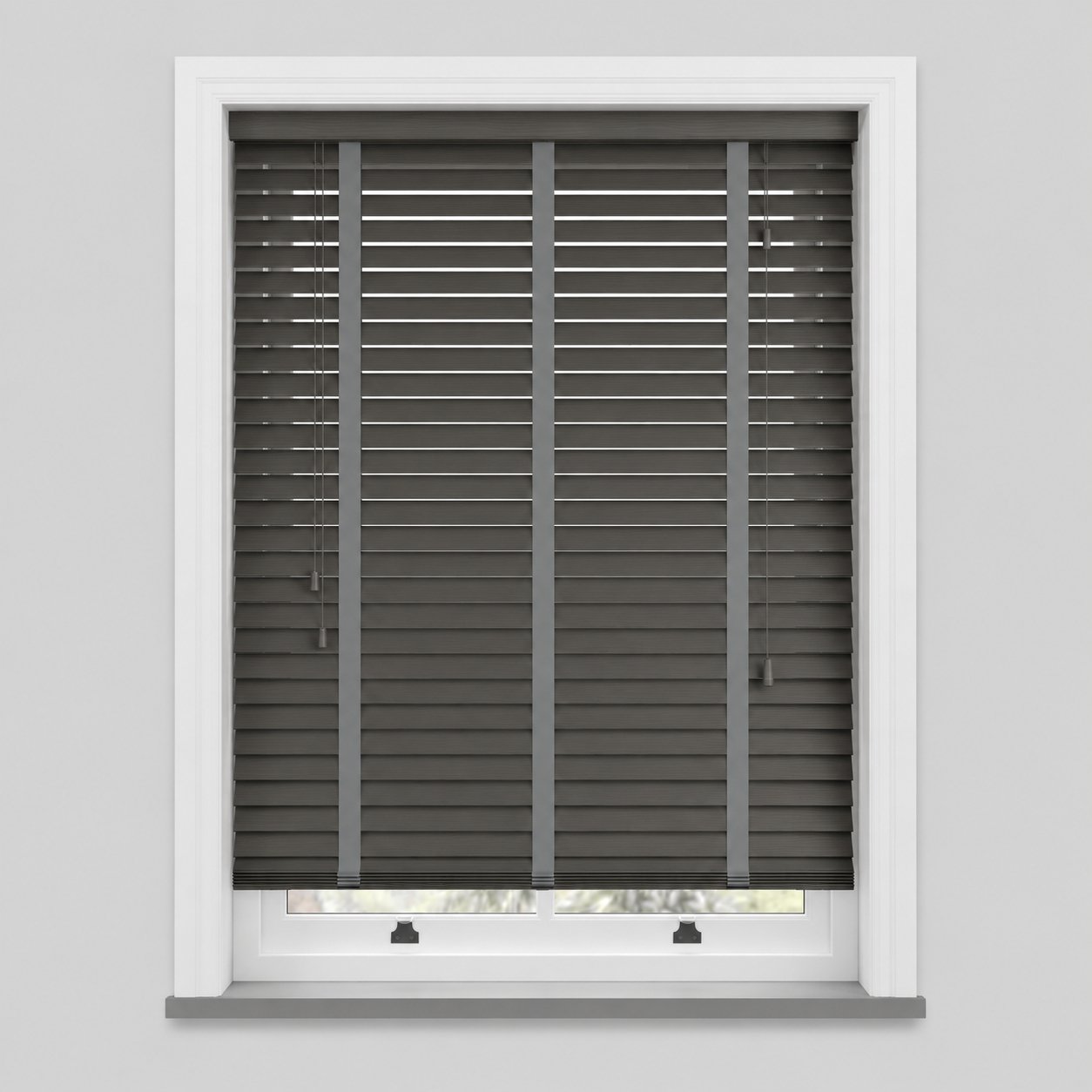 New Edge Blinds Grey Faux Wood Tape Venetian Blind - 40cm x 120cm