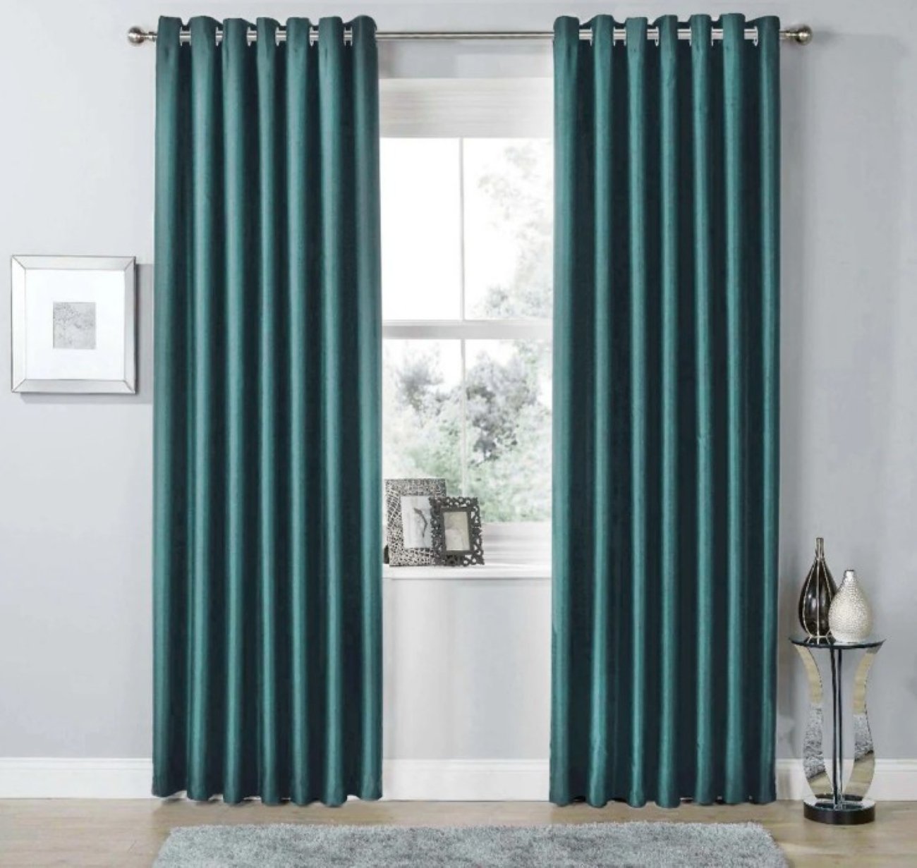 New Edge Blinds Teal Blackout Eyelet Curtains - 117cm x 137cm