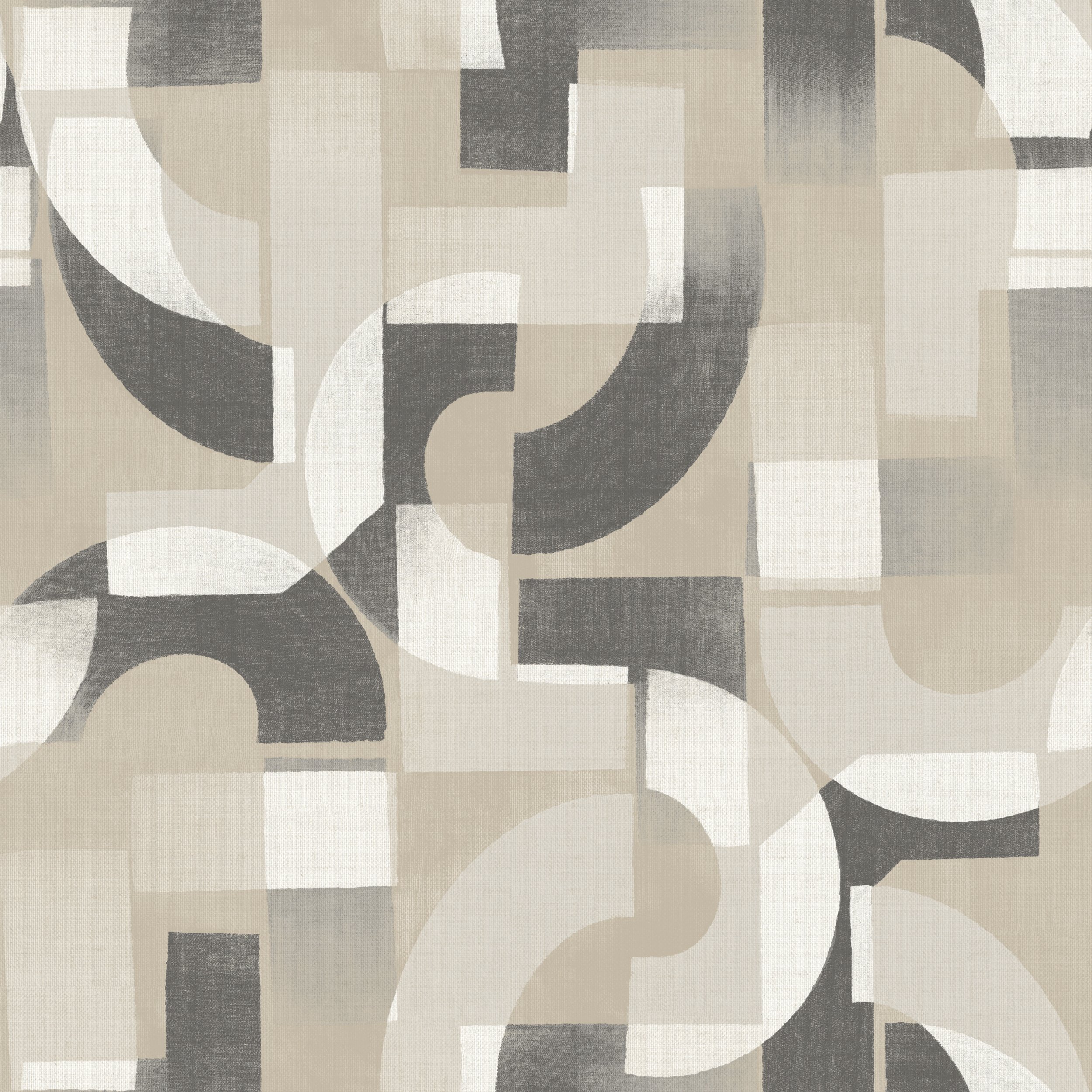 Grandeco Levina Geometric Shapes Textured Wallpaper - Grey Beige