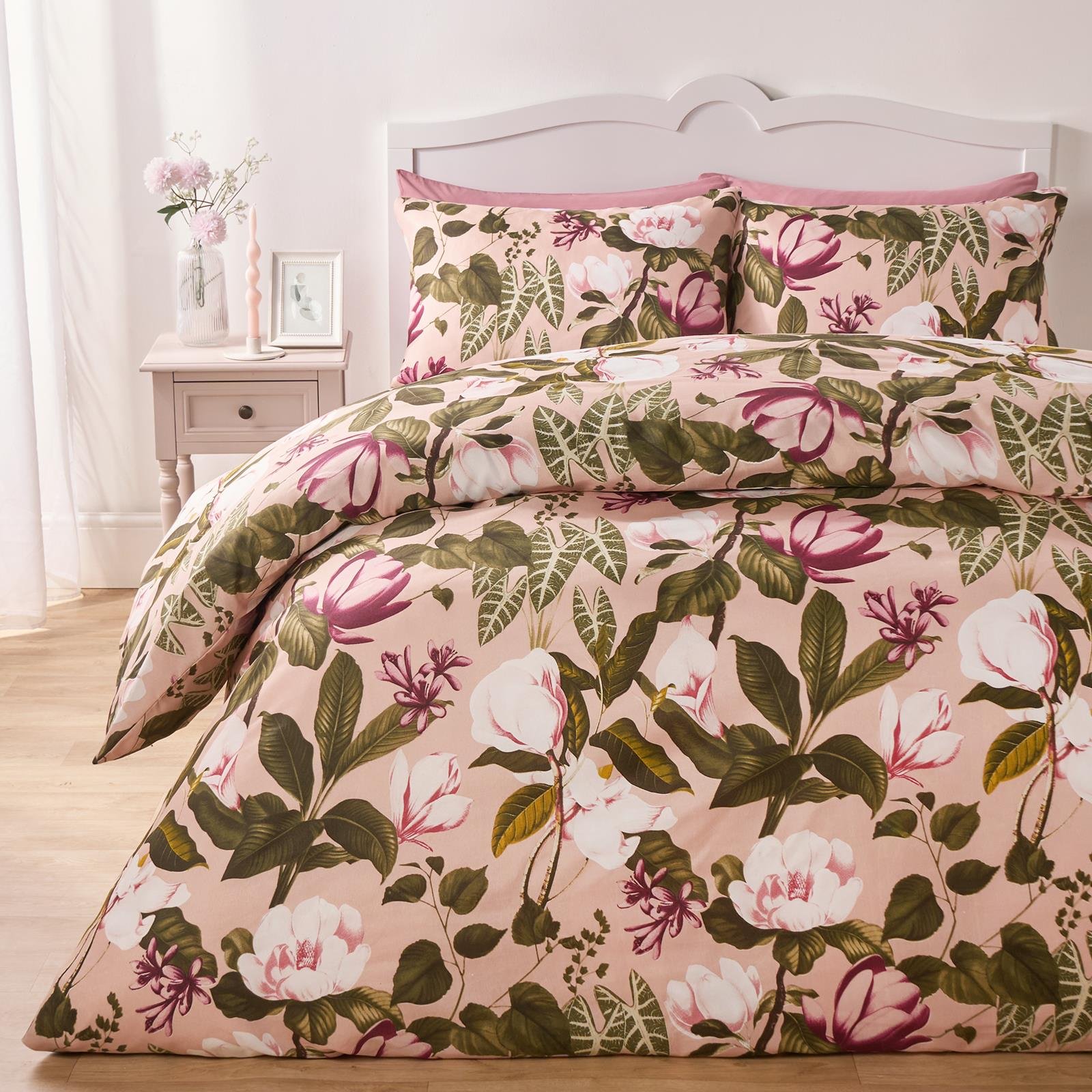 OHS Floral Duvet Cover Bedding Set Reversible Pink - King