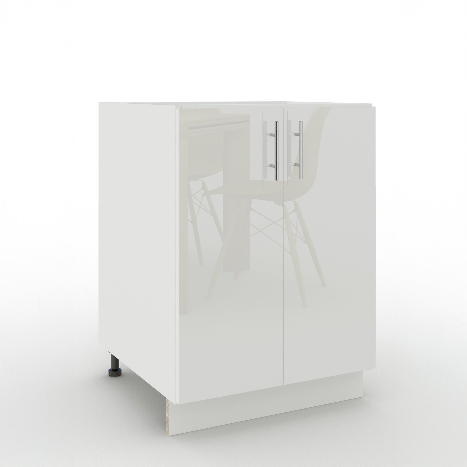 JD Greta 600mm Adjustable Leg Base Cabinet with 2 Doors - White Gloss