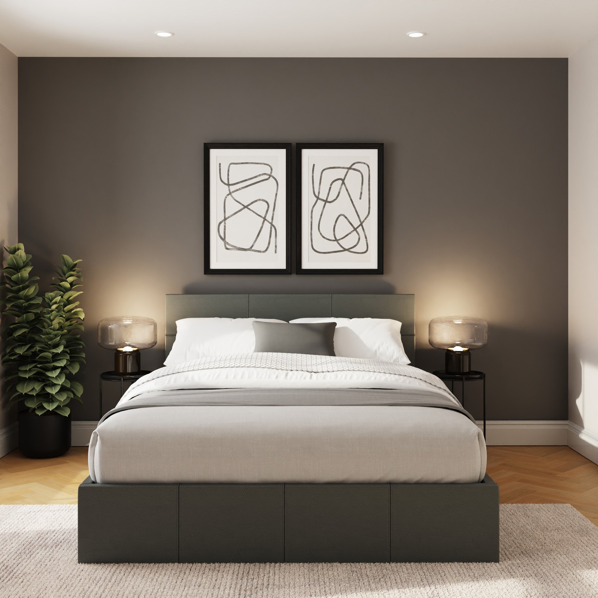 GFW End Lift Small Double Faux Leather Ottoman Bed with Mattress - Grey