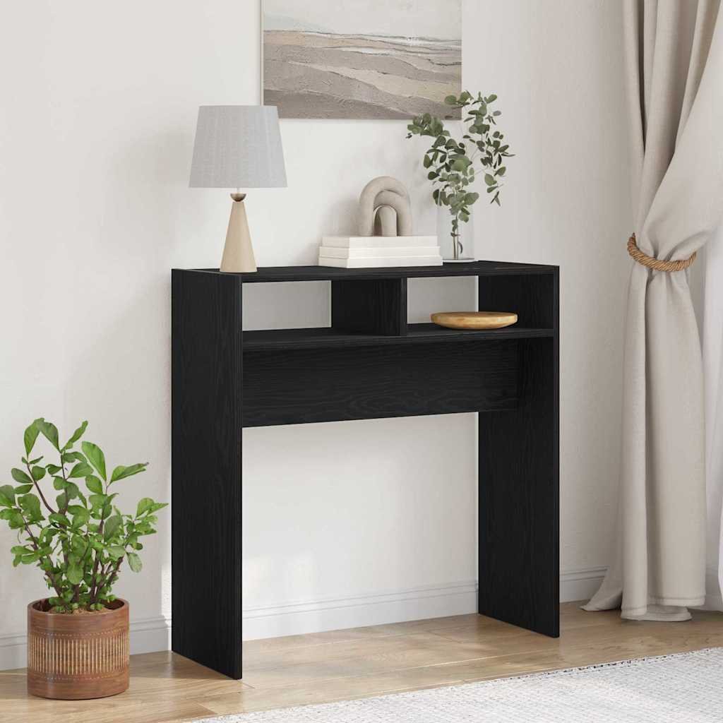 Walplus Engineered Wood Console Table - Black Oak - 78 x 30 x 80 cm