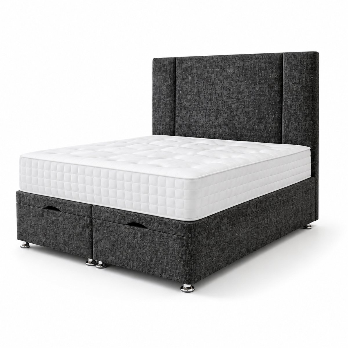 Comfy Deluxe Naples  5ft King Size Ottoman End Lift  Bed Set - Grey