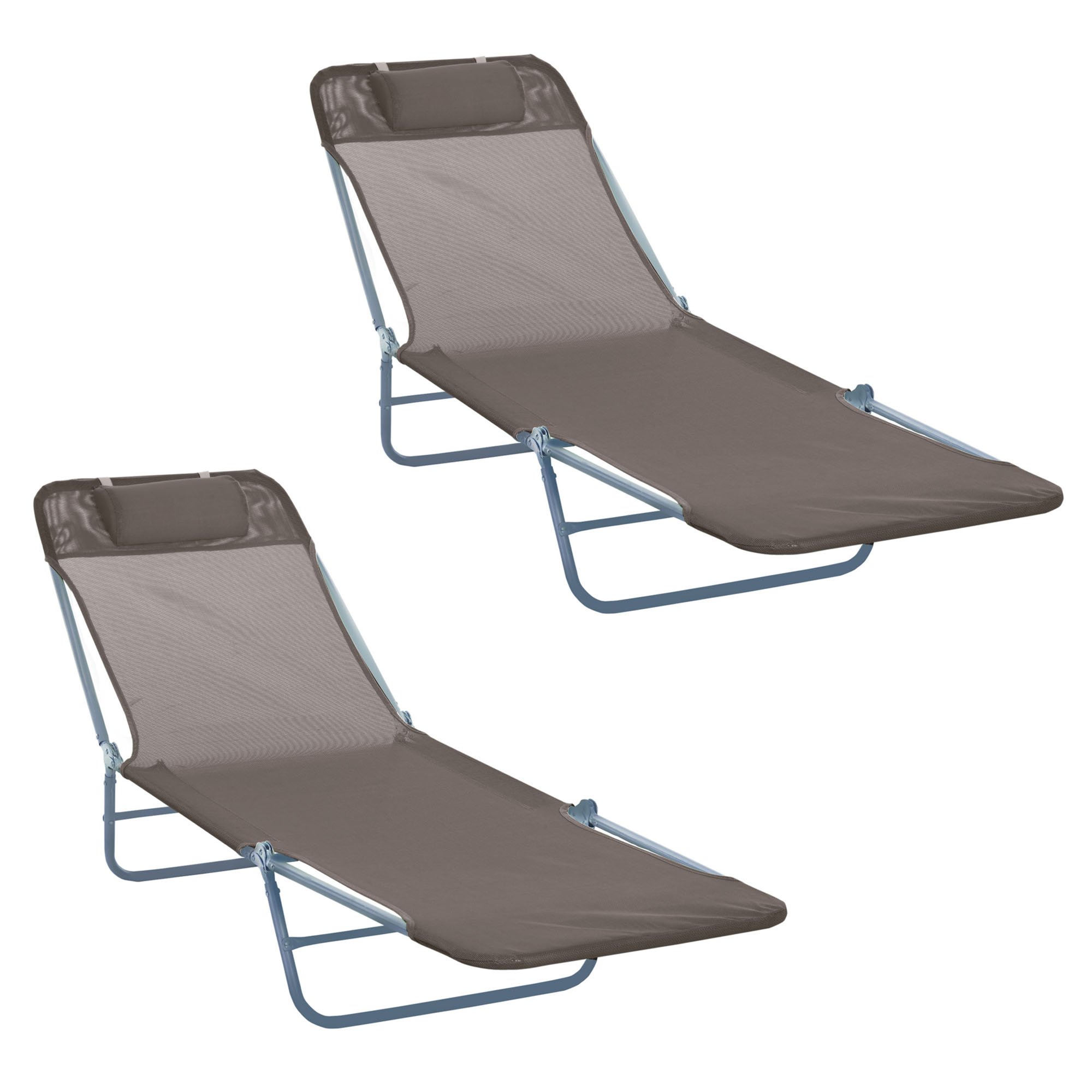 Outsunny Set of 2 Adjustable Folding Sun Loungers