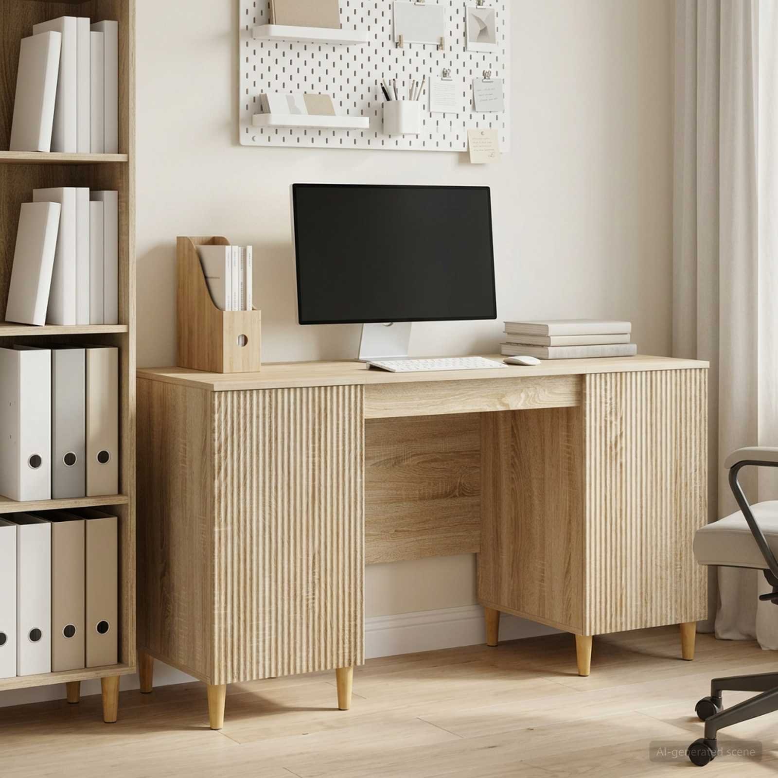 Walplus Shelf Engineered Wood Desk - Light Oak - 142.5 x 50 x 75 cm (Sonoma Oak)