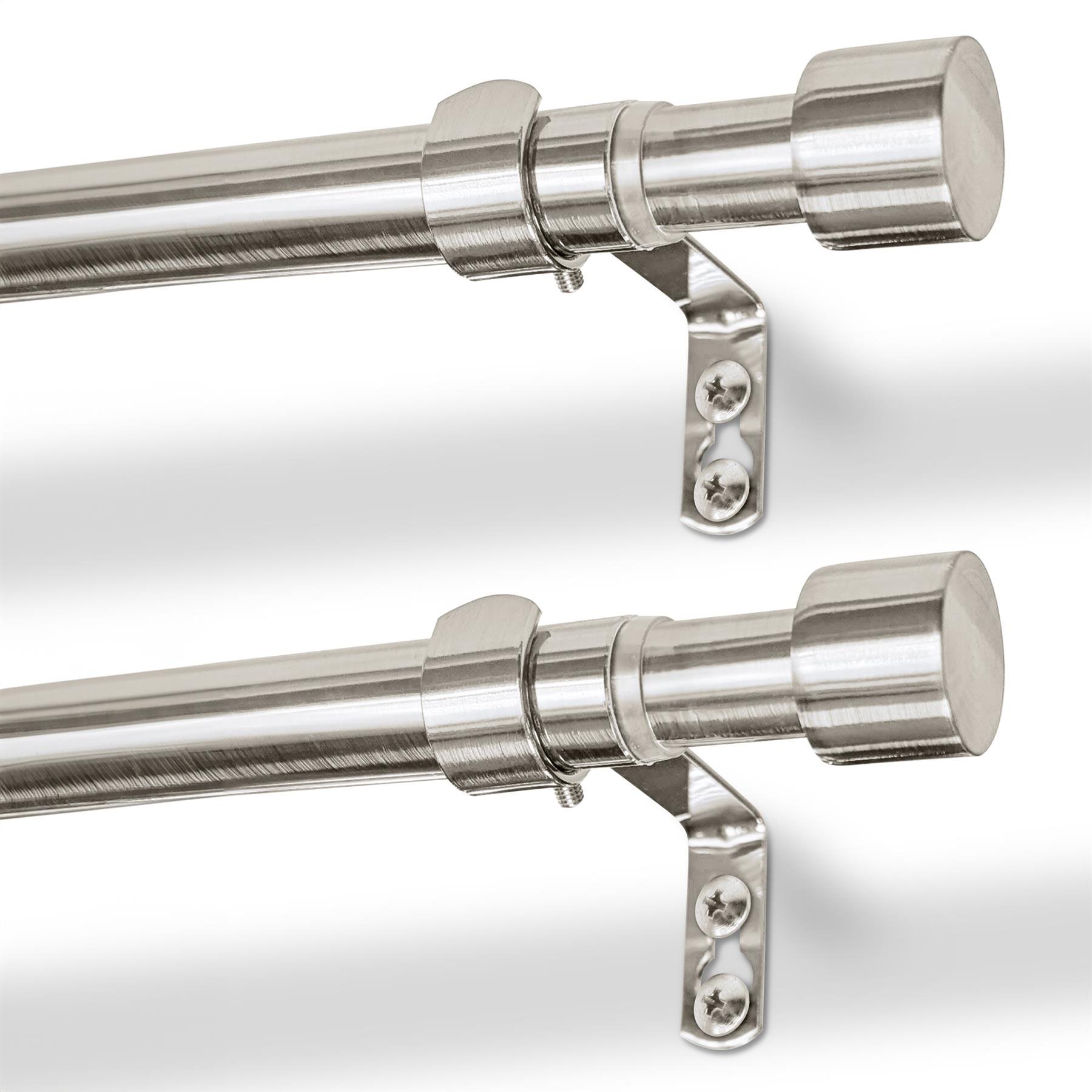 Harbour Housewares Metal Curtain Poles Kit - Brushed - Set of 2 - 77 to 257cm
