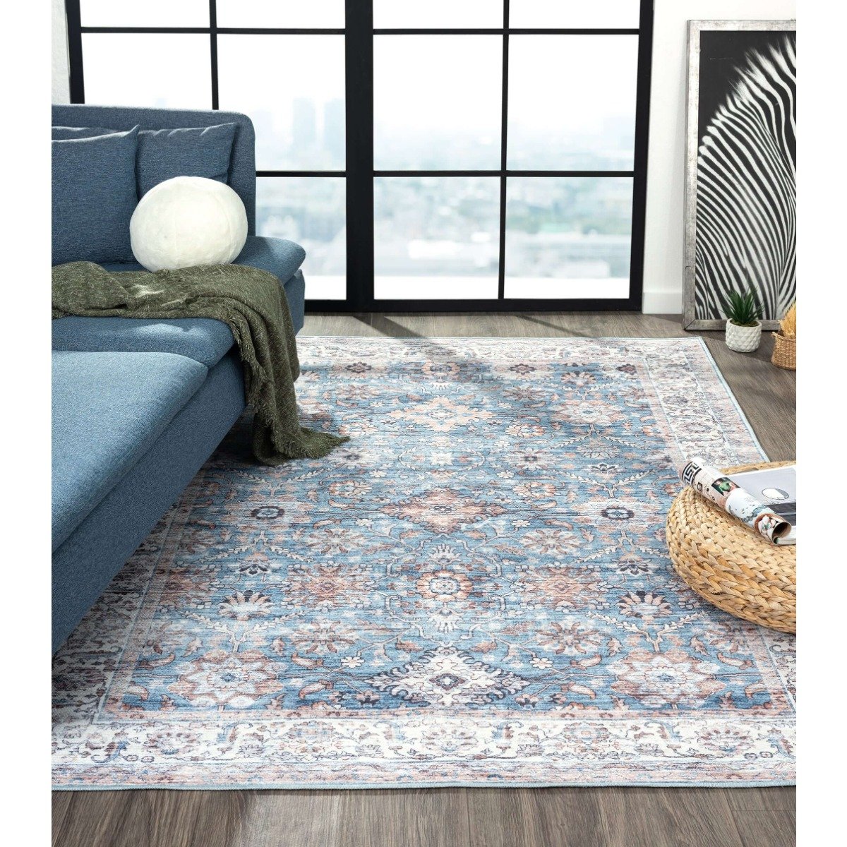 The Rugs Blue Samira Persian Washable Classic Rug - 160 x 230cm