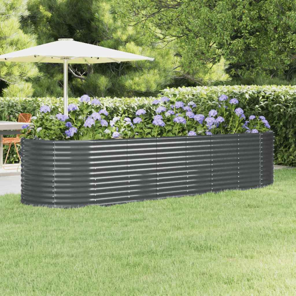 Walplus Galvanised Steel Raised Garden Bed - Anthracite - 322 x 100 x 68 cm