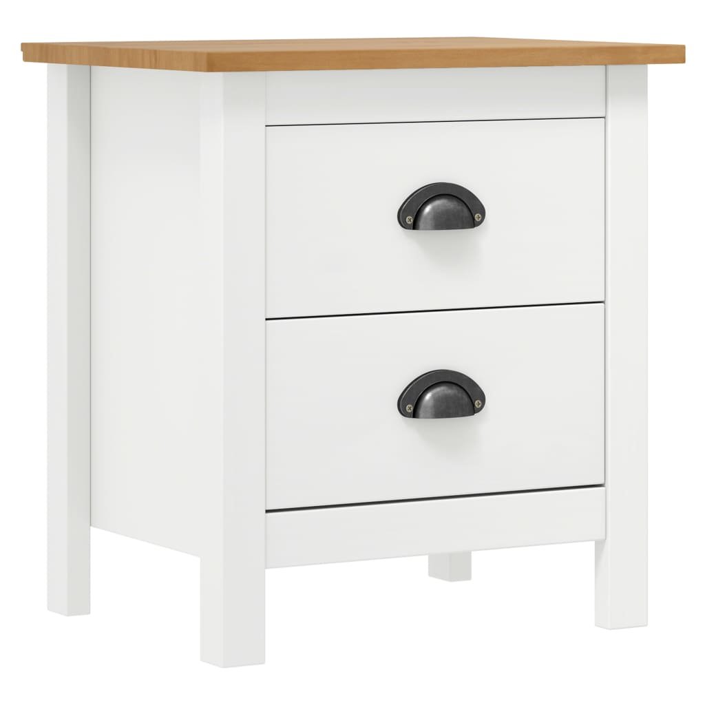 Walplus 2 Drawer Bedside Cabinet - Brown and Cream - 46 x 35 x 49.5 cm