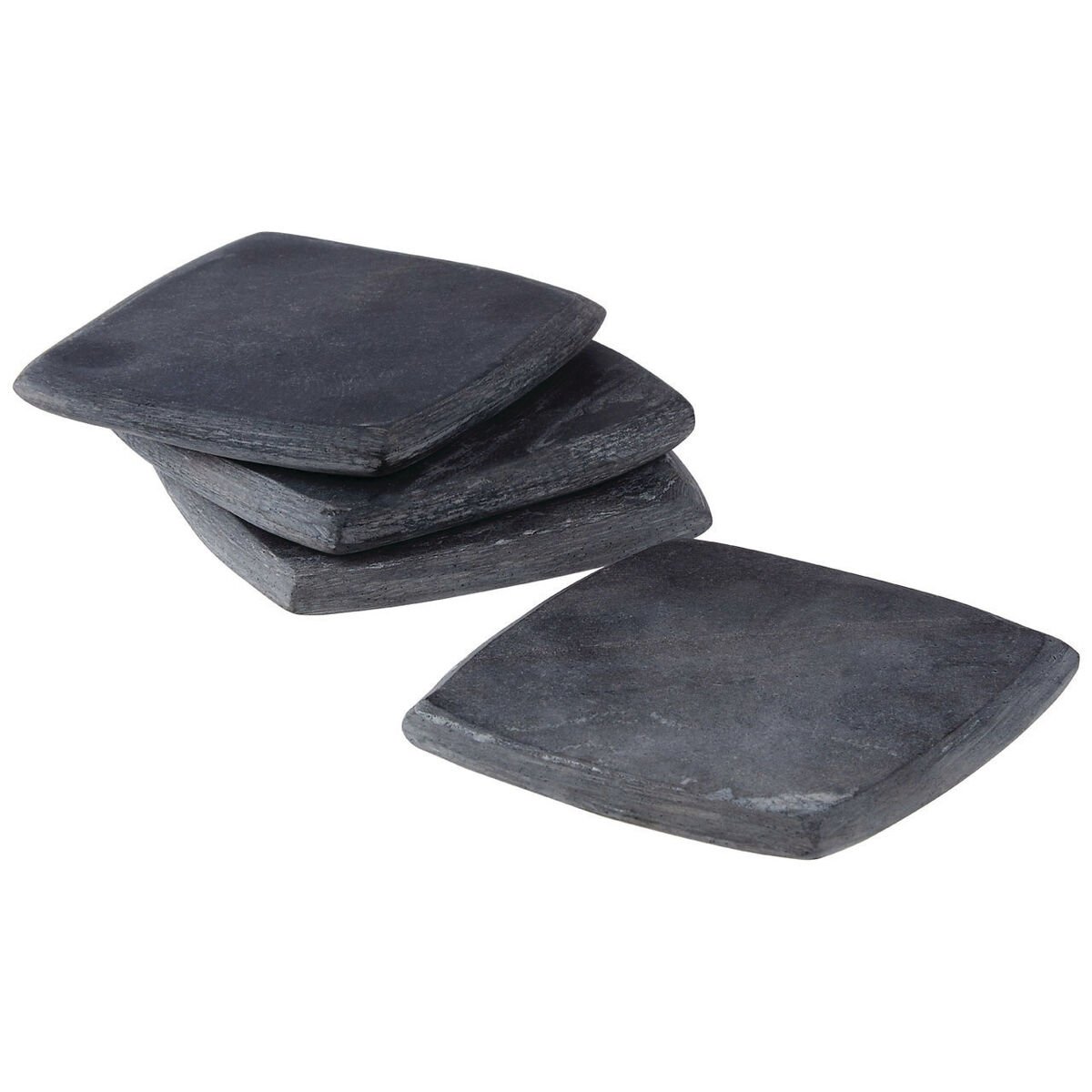 Orsina Set Of 4 Marmore Marble Square Coasters - Dark Grey