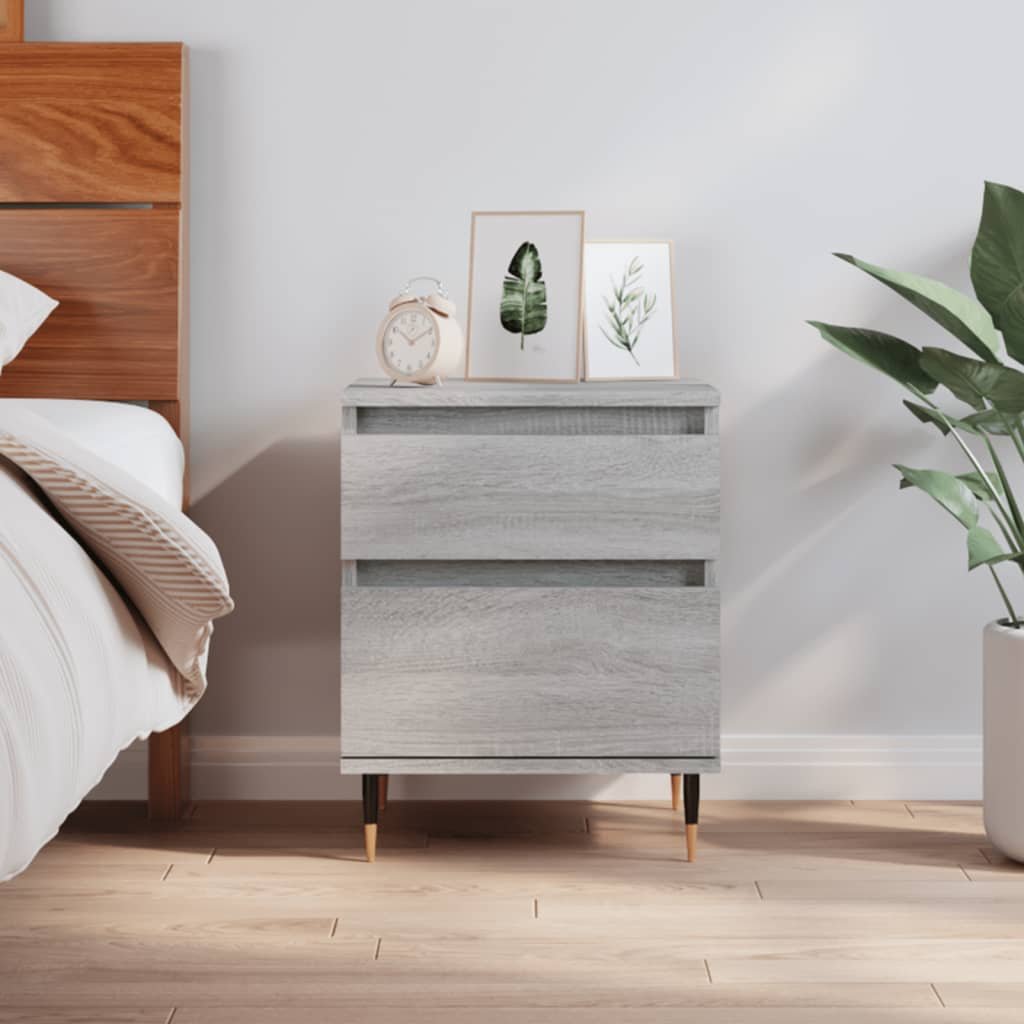 Walplus 1 Drawer Engineered Wood Bedside Cabinet - Grey Sonoma - 40 x 35 x 50 cm